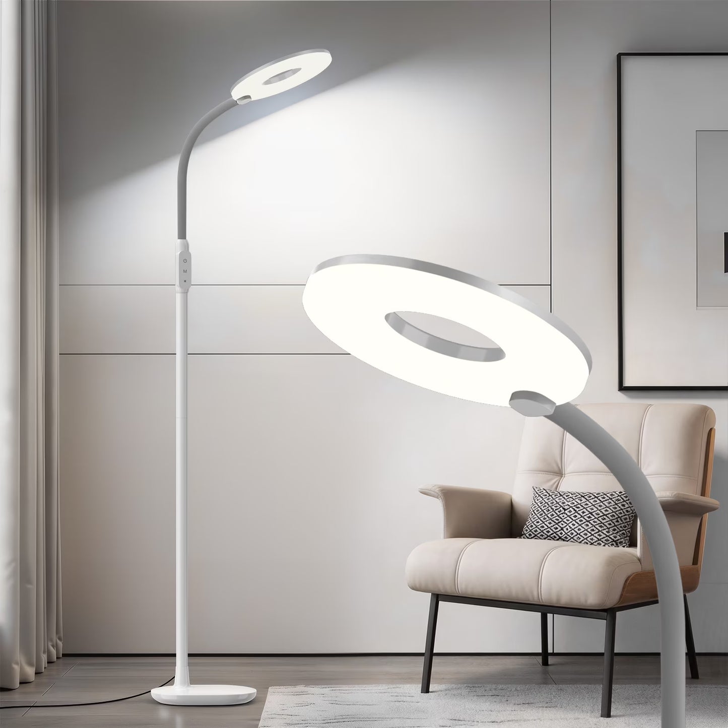 NATYSWAN LED Floor Lamp ,Modern Black Tall Standing Lamp for Living Room, Bedroom,70in Dimmable Floor Reading Light with 3 Color Temperatures&Gooseneck&Touch Control