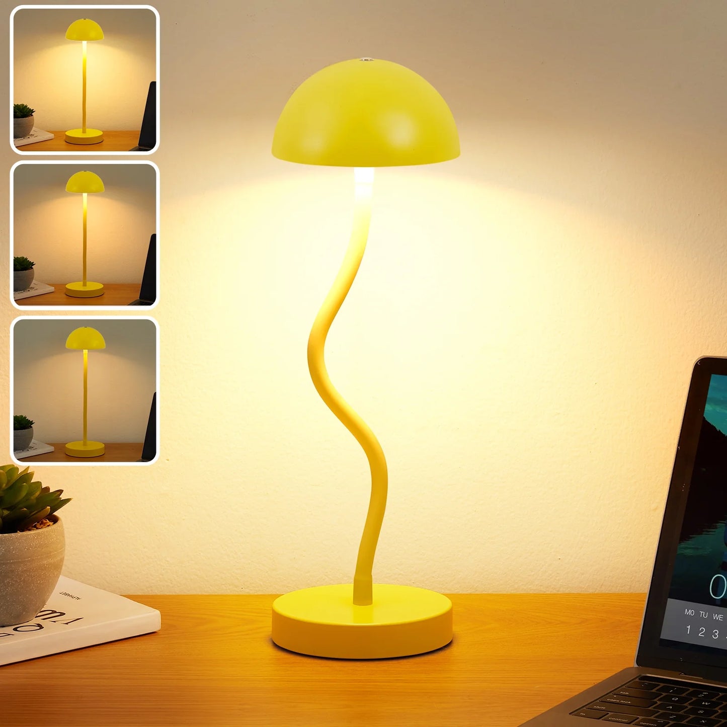 NATYSWAN LED Desk Lamp with USB Port,3 Way Dimmable Blue Reading Light,Flexible Gooseneck Cordless Lamp for College Dorm Bedside Office