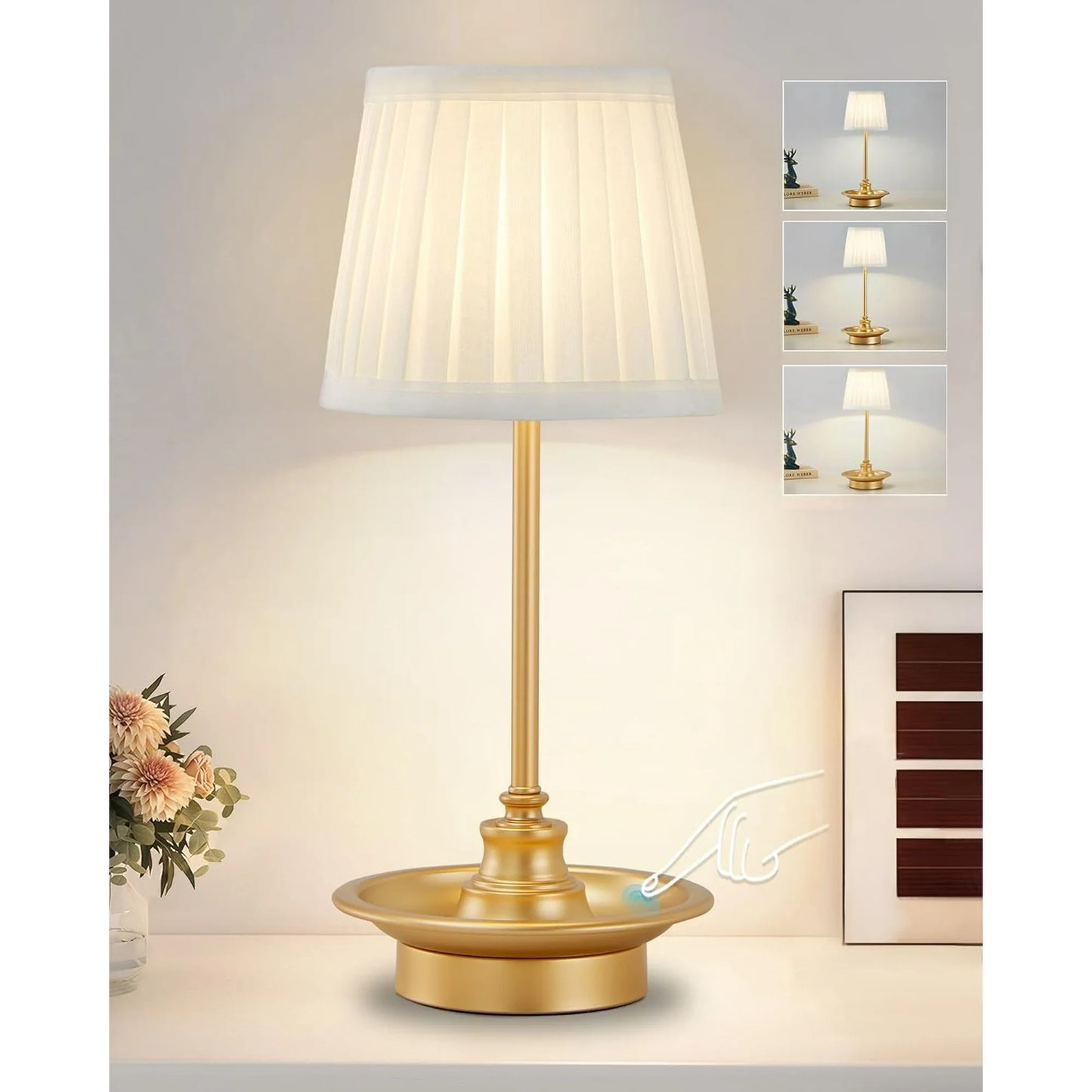 NATYSWAN Cordless Table Lamp,3-Way Dimmable Touch Bedside Reading Lamp,Portable Small Nightstand Desk Lamp for Bedroom Living Room