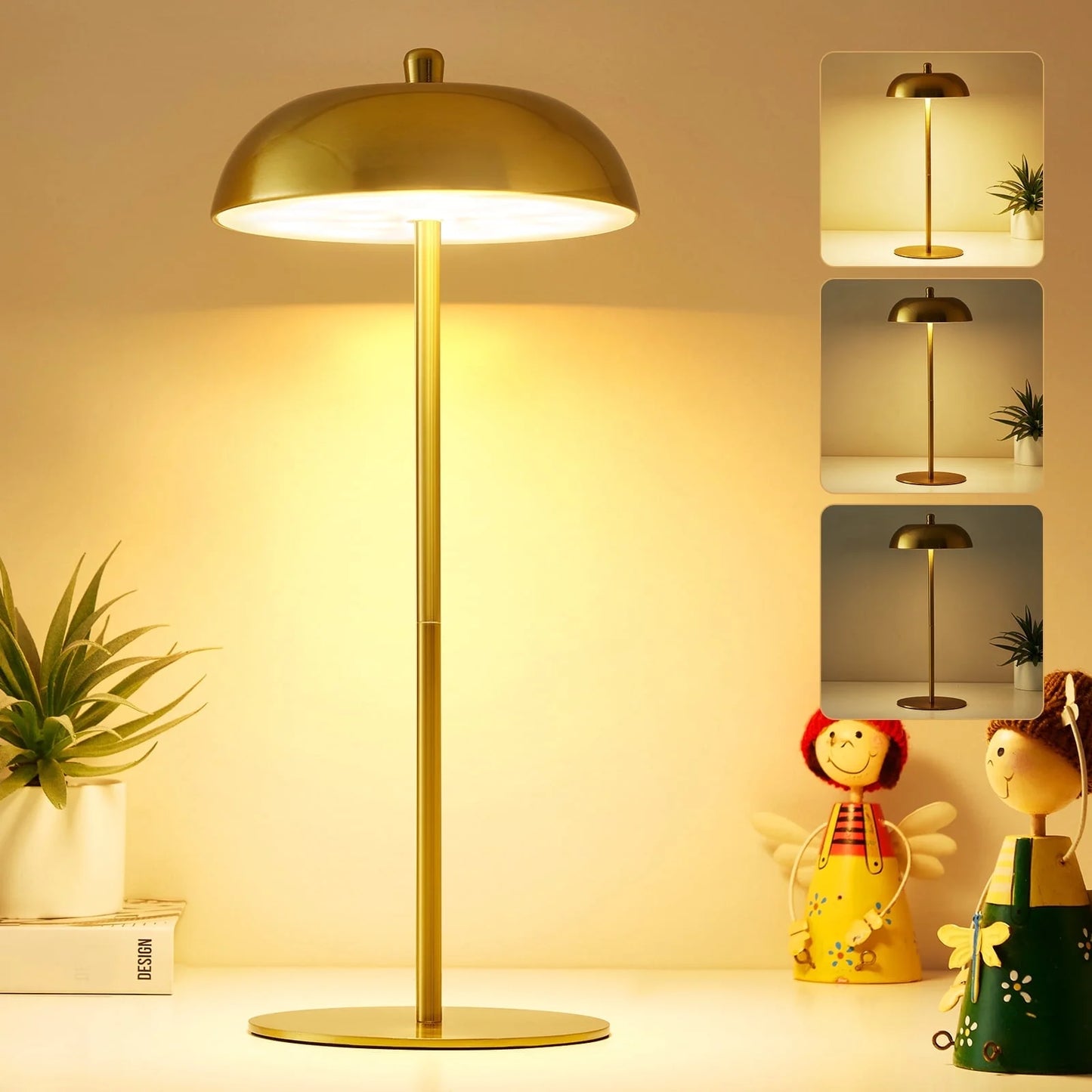 NATYSWAN Cordless Table Lamp Rechargeable,Battery Operated LED Desk Lamp 3 Way Dimmable Touch Nightstand Mushroom Lamp for Dorm Home Bedroom Office,White