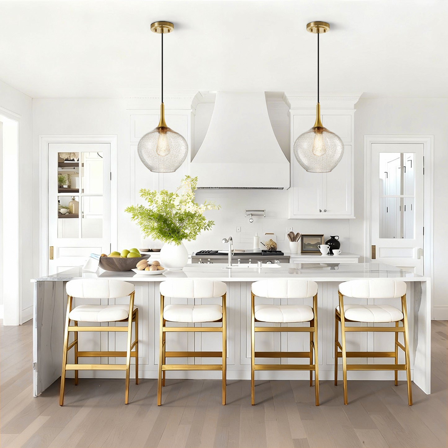 NATYSWAN Vintage Single-Light Chandelier with Glass Shade, E27 Socket Flush Mount Ceiling Light for Bedroom, Hallway, Entryway, 11 inch Wide(Bulb Not Included)