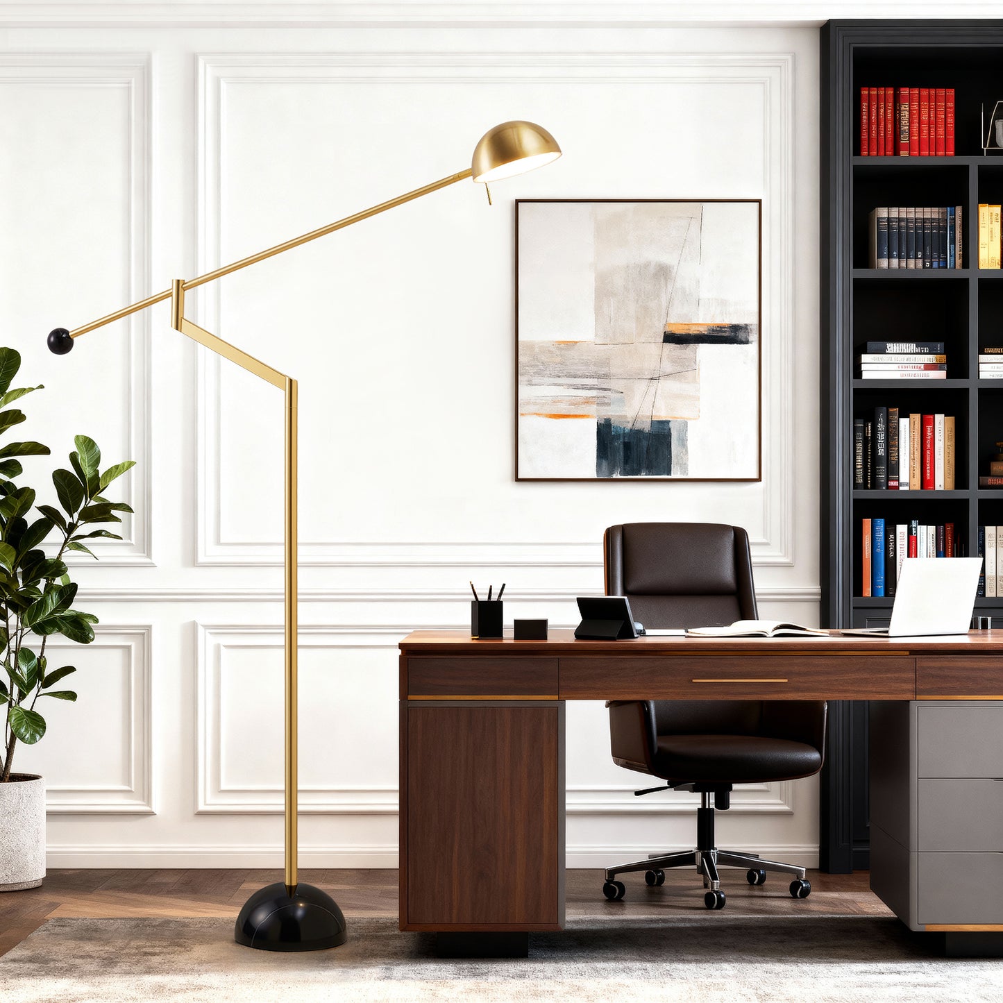 NATYSWAN Modern 61-Inch Floor Lamp, Marble Base, 9W LED Warm White Light, Indoor Standing Lamp for Living Room & Bedroom(Not Included Bulb)