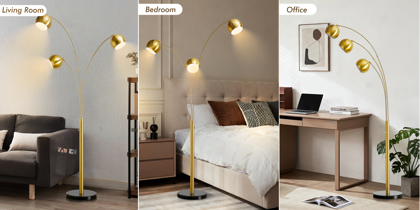 NATYSWAN Industrial Floor Lamp 85 inch, Three Elbow Adjustable Standing Lamp with Metal Shade, Max 60W E26 Base for Living Room, Bedroom, Office - Easy Assembly(Not Included Bulb)