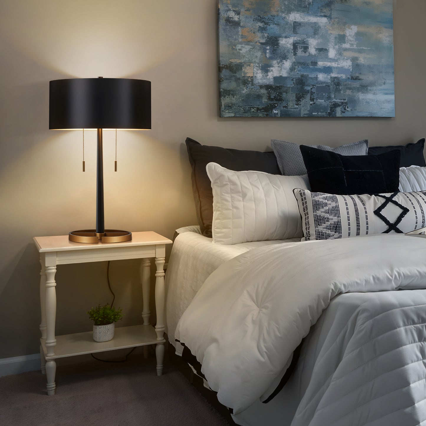 NATYSWAN 24-inch Industrial Table Lamp with Pull-Chain Switch, Metal Construction for Desk, Bedroom, Living Room(Not Included Bulb)