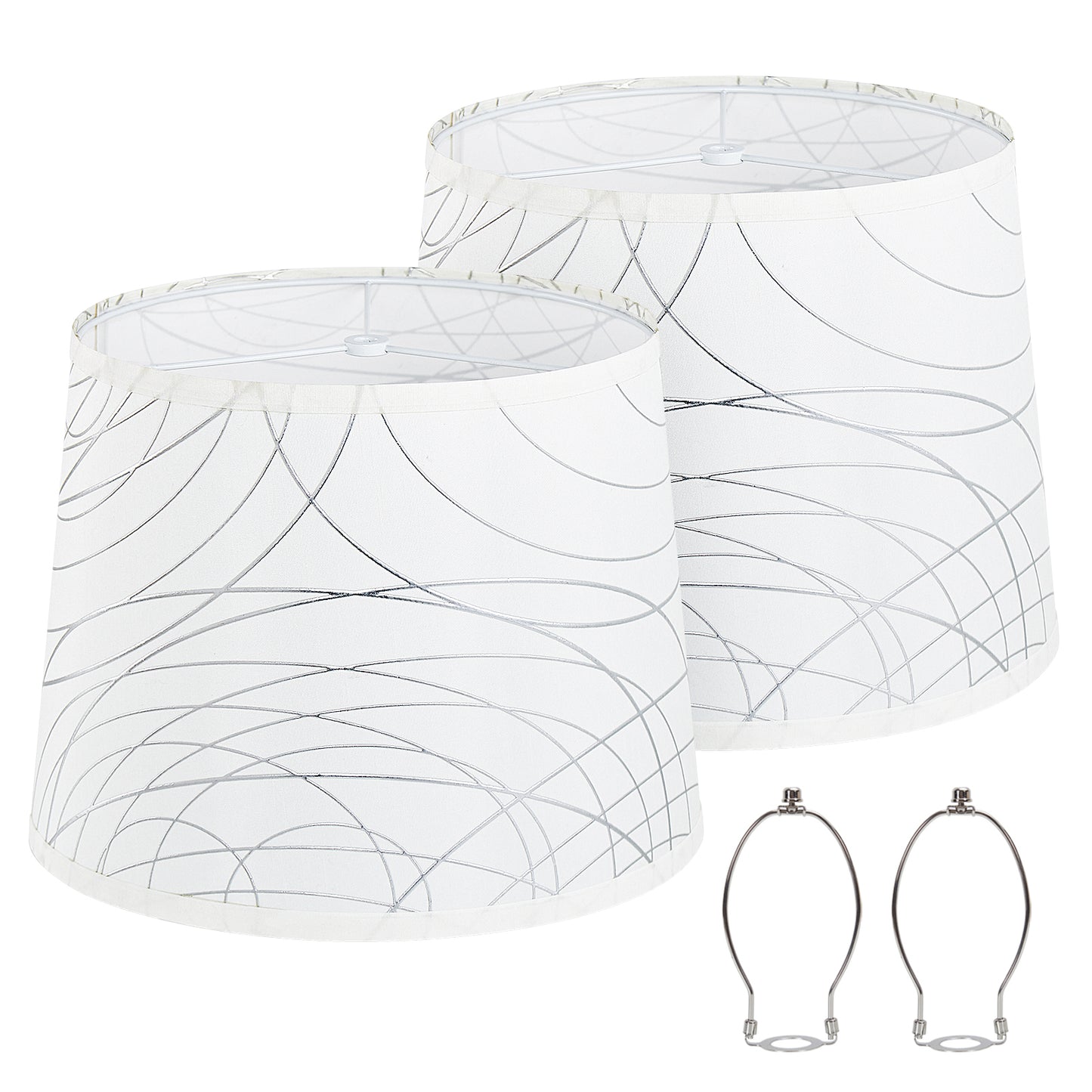 NATYSWAN Drum Lampshades Set of 2, Fabric Lampshades for Table Lamps Floor Lamps, 13" Top x 11" Bottom x 10" High, Lamp Shade Harp Holder Included