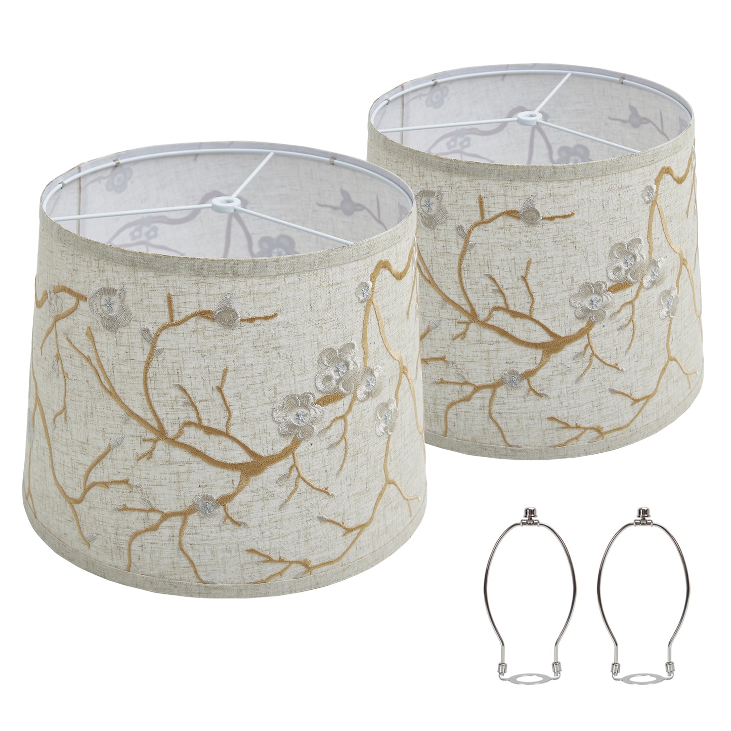NATYSWAN Drum Lampshades Set of 2, Fabric Lampshades for Table Lamps Floor Lamps, 13" Top x 11" Bottom x 10" High, Lamp Shade Harp Holder Included