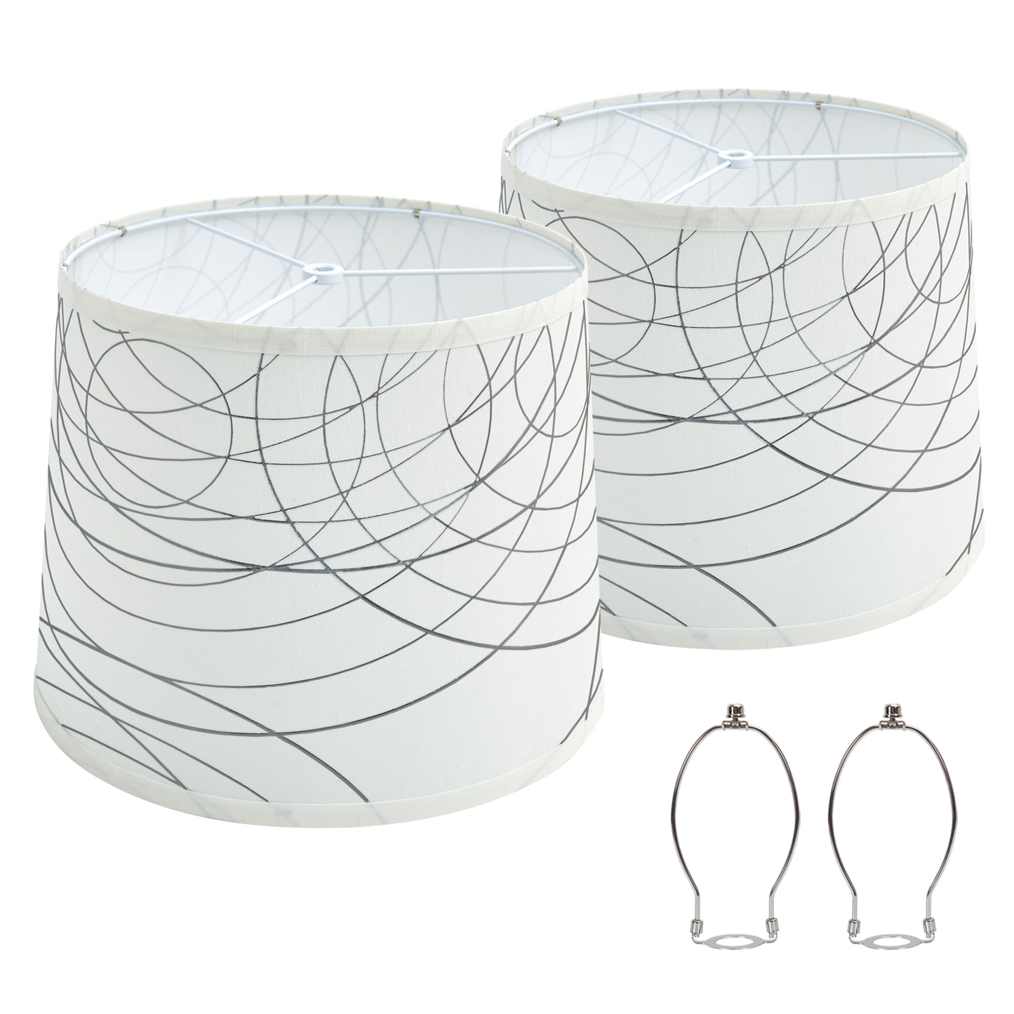 NATYSWAN Drum Lampshades Set of 2, Fabric Lampshades for Table Lamps Floor Lamps, 13" Top x 11" Bottom x 10" High, Lamp Shade Harp Holder Included