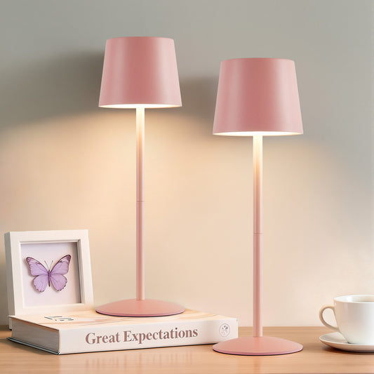 NATYSWAN Modern  LED Desk Lamps 2-Pack, Adjustable Height, Touch Dimmable, Rechargeable 4000mAh Battery, USB-C Charging, Metal Accent Light for Bedroom, Nursery, Home Office, Party Decor