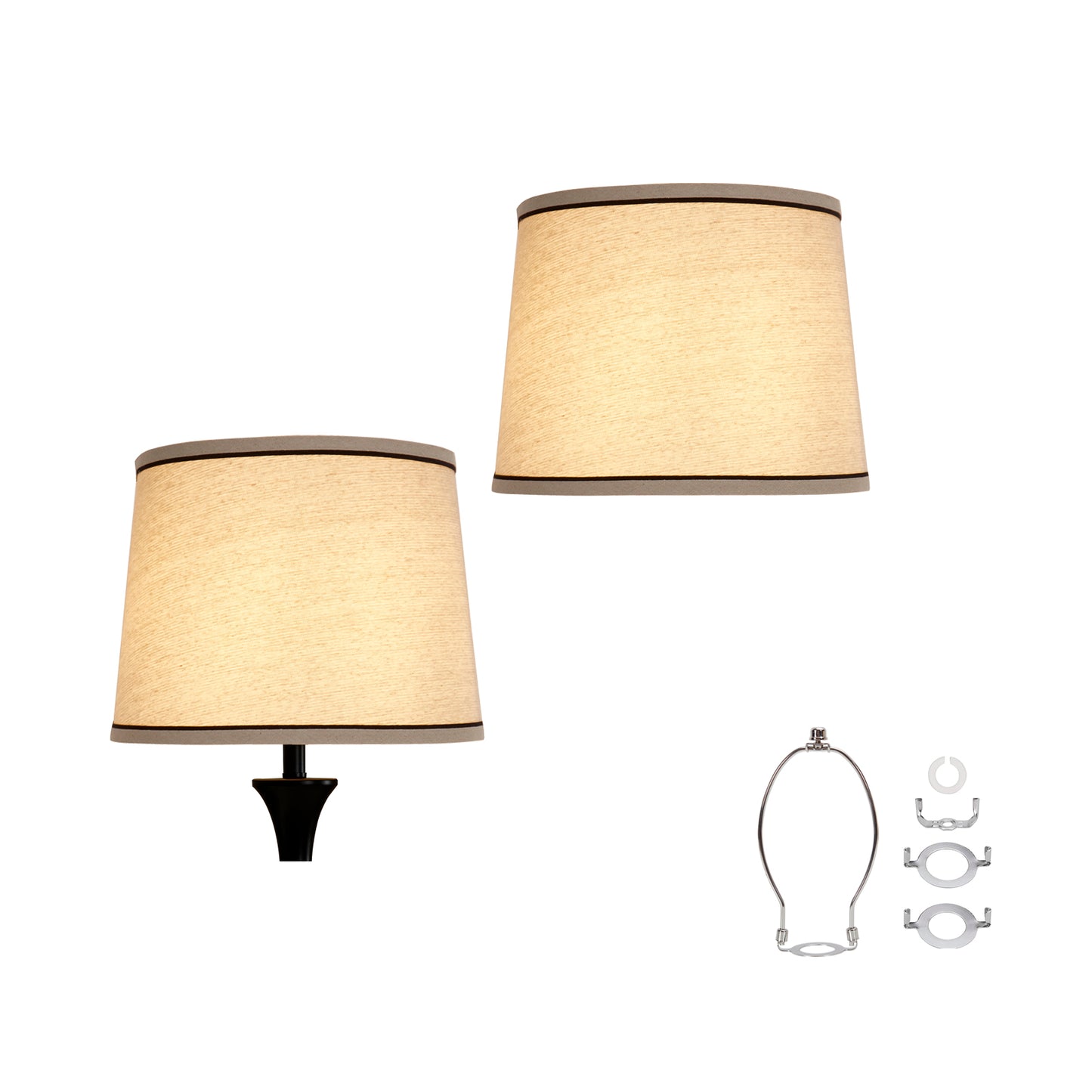 NATYSWAN Drum Lampshades Set of 2, Fabric Lampshades for Table Lamps Floor Lamps, 13" Top x 11" Bottom x 10" High, Lamp Shade Harp Holder Included