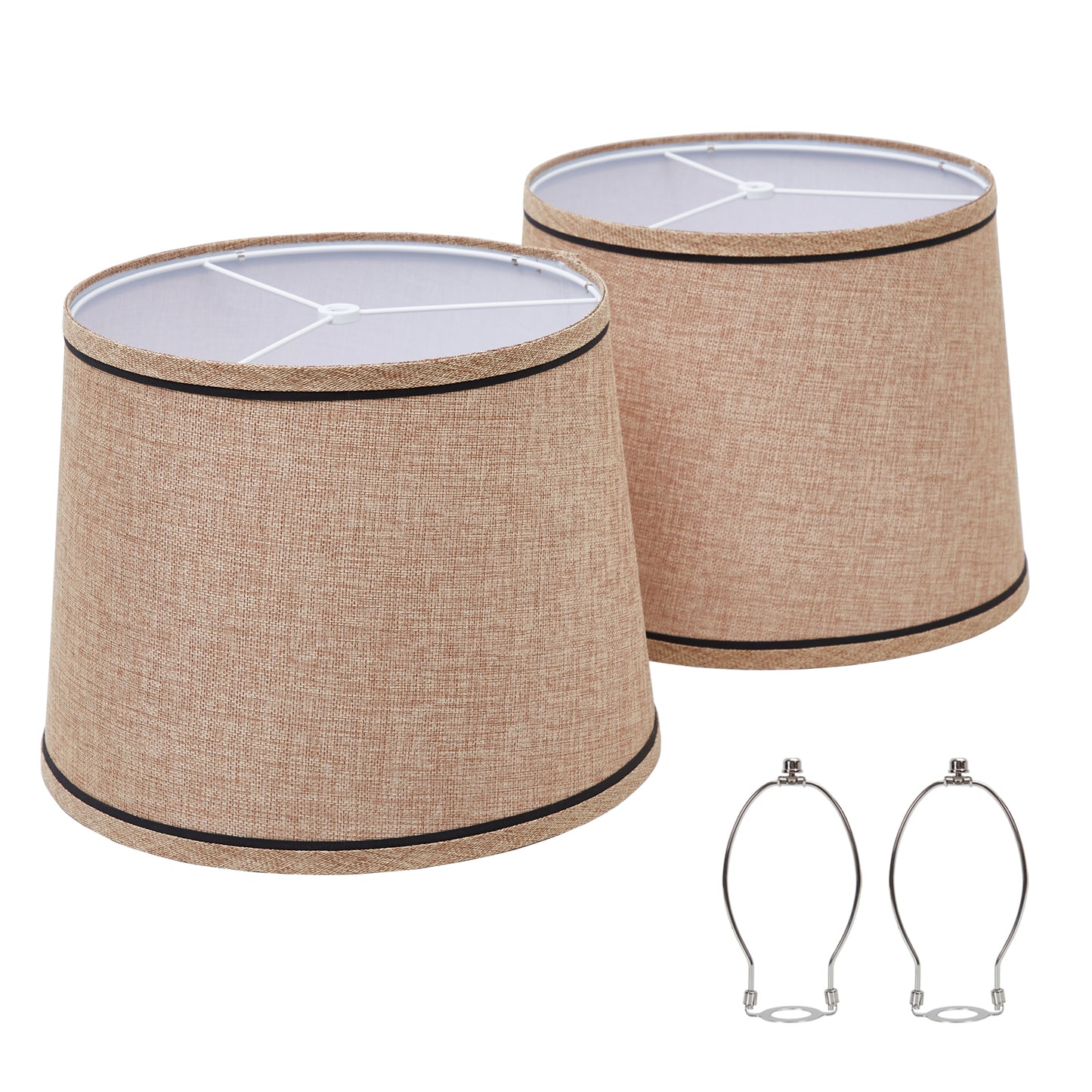 NATYSWAN Drum Lampshades Set of 2, Fabric Lampshades for Table Lamps Floor Lamps, 13" Top x 11" Bottom x 10" High, Lamp Shade Harp Holder Included