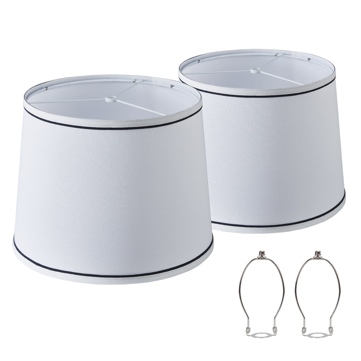 NATYSWAN Drum Lampshades Set of 2, Fabric Lampshades for Table Lamps Floor Lamps, 13" Top x 11" Bottom x 10" High, Lamp Shade Harp Holder Included