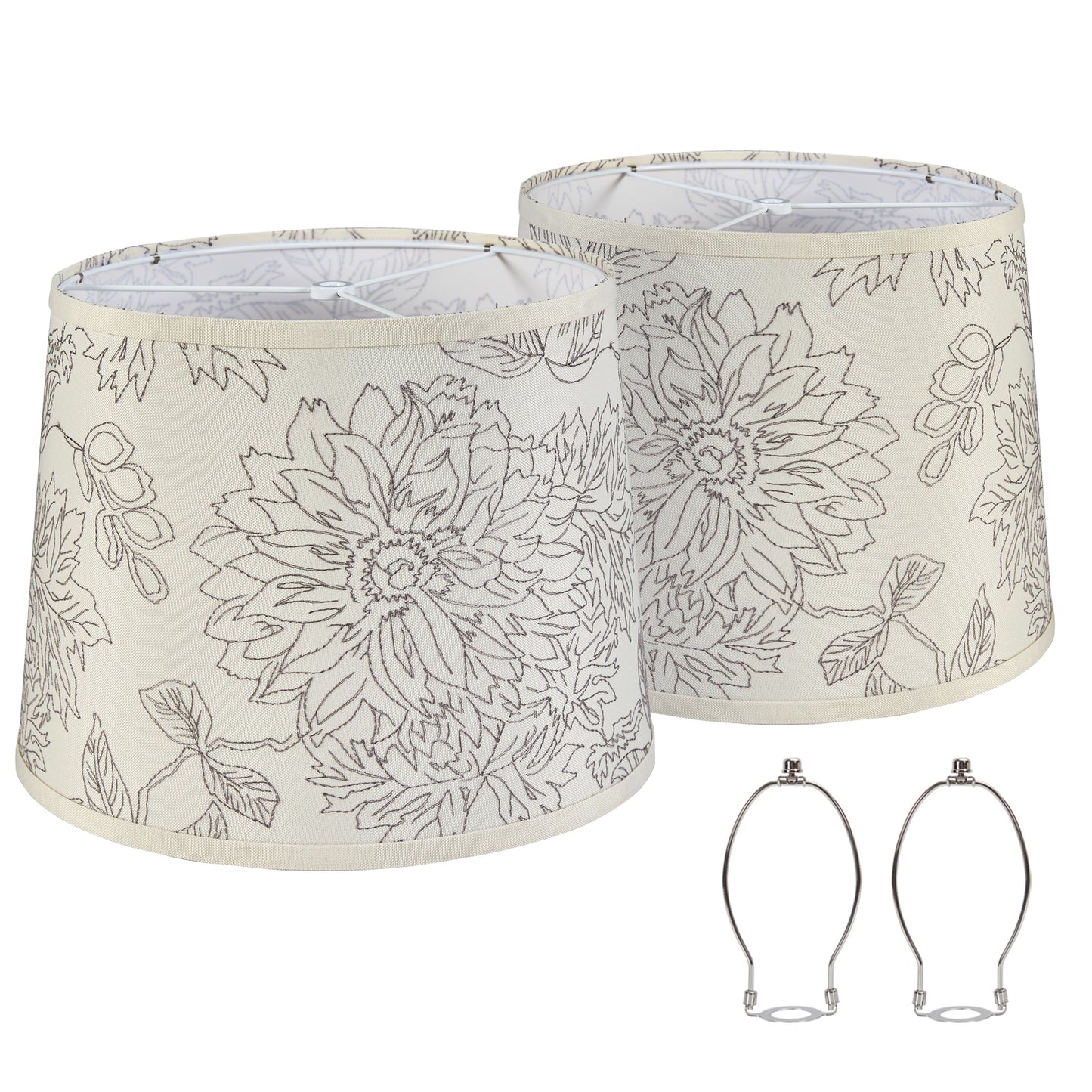NATYSWAN Drum Lampshades Set of 2, Fabric Lampshades for Table Lamps Floor Lamps, 13" Top x 11" Bottom x 10" High, Lamp Shade Harp Holder Included