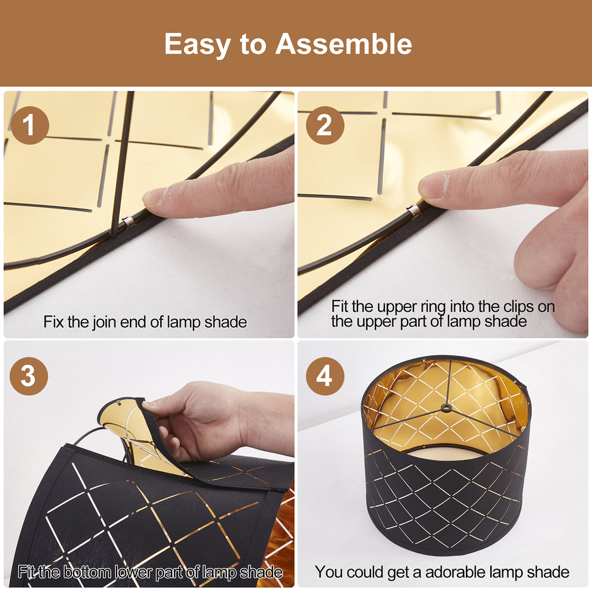 NATYSWAN Drum Lampshades Set of 2, Fabric Lampshades for Table Lamps Floor Lamps, 13" Top x 11" Bottom x 10" High, Lamp Shade Harp Holder Included