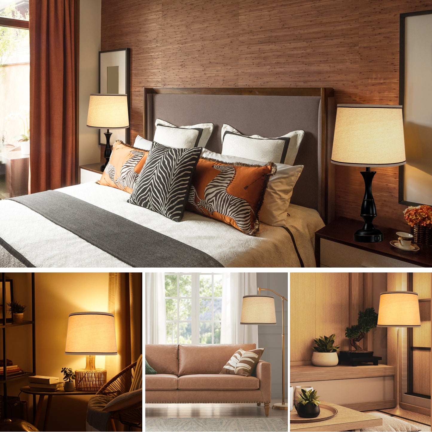 NATYSWAN Drum Lampshades Set of 2, Fabric Lampshades for Table Lamps Floor Lamps, 13" Top x 11" Bottom x 10" High, Lamp Shade Harp Holder Included