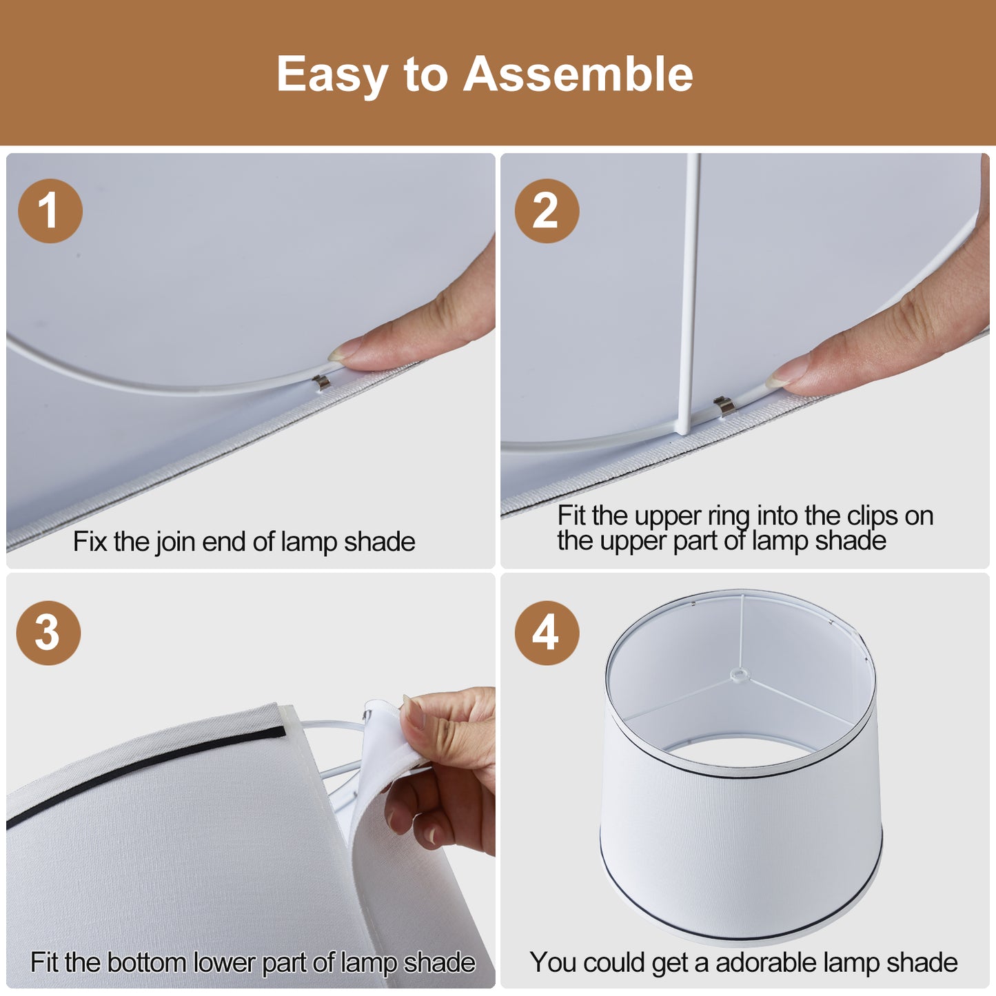 NATYSWAN Drum Lampshades Set of 2, Fabric Lampshades for Table Lamps Floor Lamps, 13" Top x 11" Bottom x 10" High, Lamp Shade Harp Holder Included