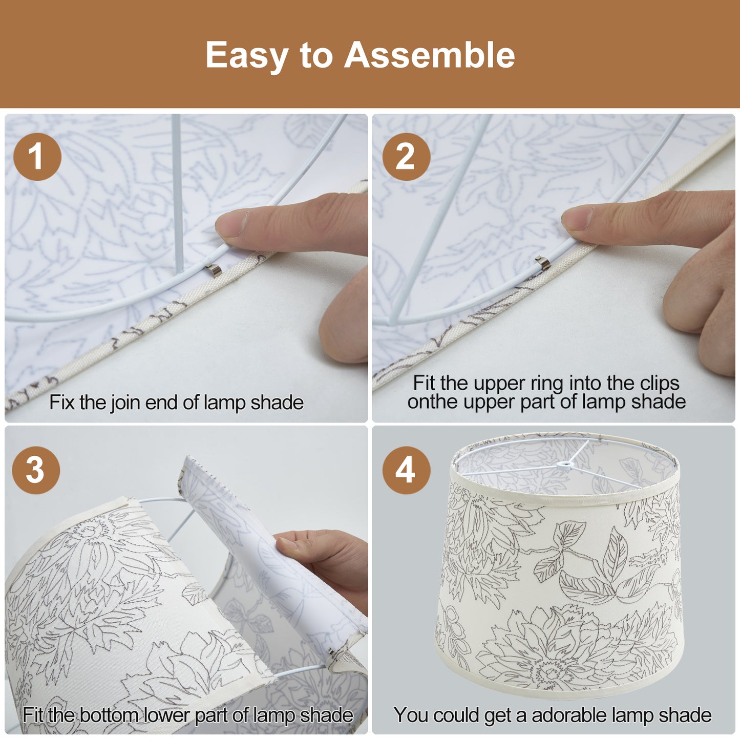 NATYSWAN Drum Lampshades Set of 2, Fabric Lampshades for Table Lamps Floor Lamps, 13" Top x 11" Bottom x 10" High, Lamp Shade Harp Holder Included