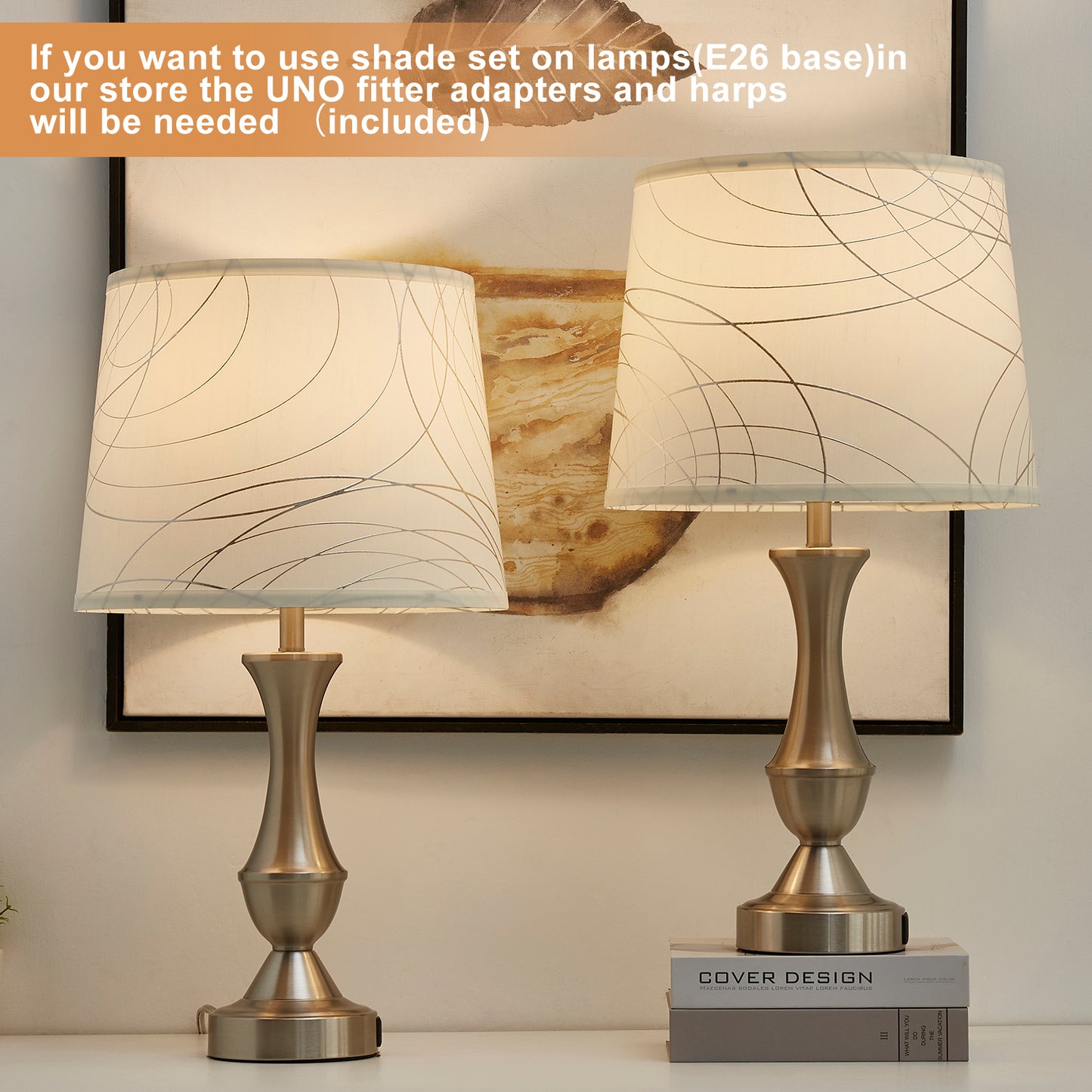 NATYSWAN Drum Lampshades Set of 2, Fabric Lampshades for Table Lamps Floor Lamps, 13" Top x 11" Bottom x 10" High, Lamp Shade Harp Holder Included