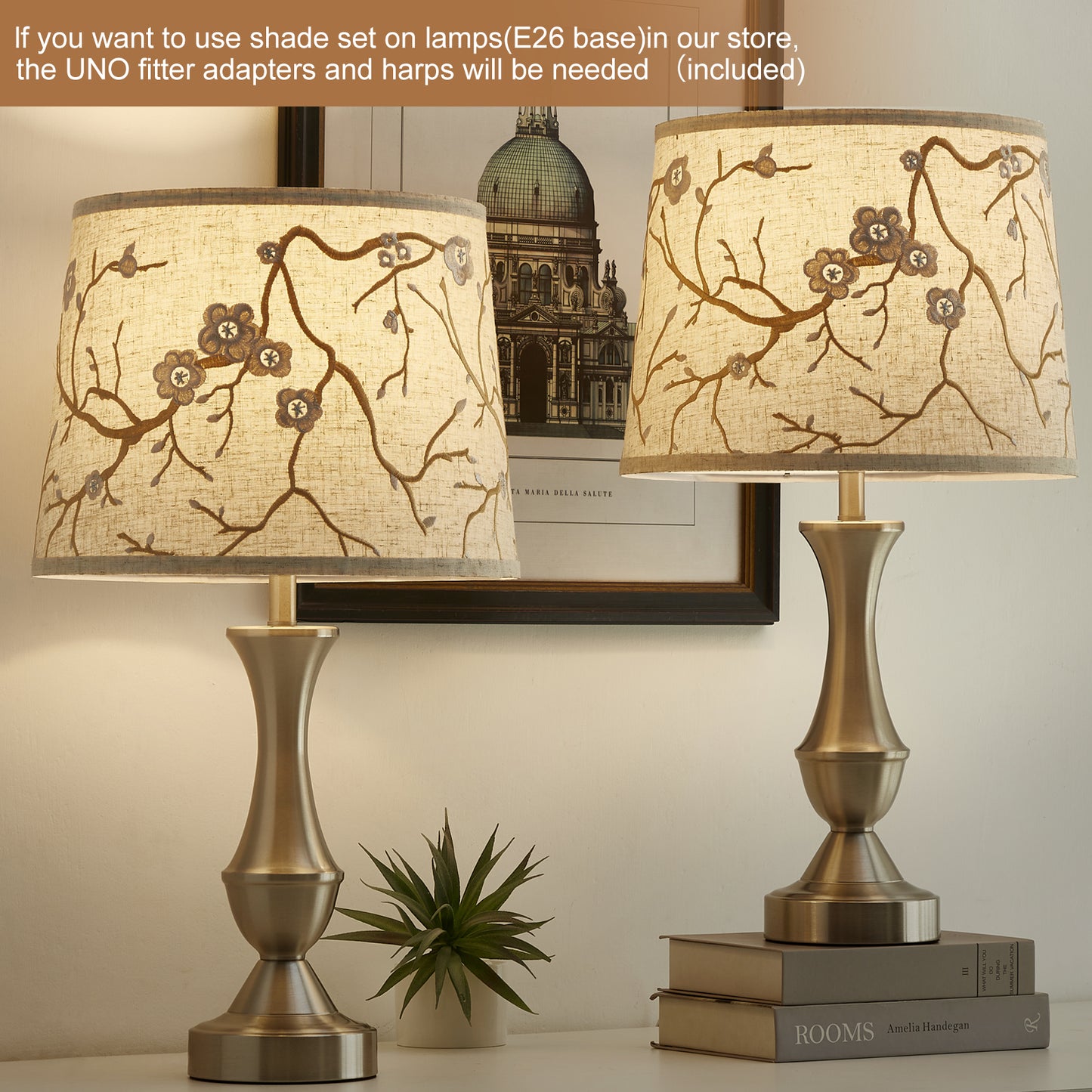 NATYSWAN Drum Lampshades Set of 2, Fabric Lampshades for Table Lamps Floor Lamps, 13" Top x 11" Bottom x 10" High, Lamp Shade Harp Holder Included