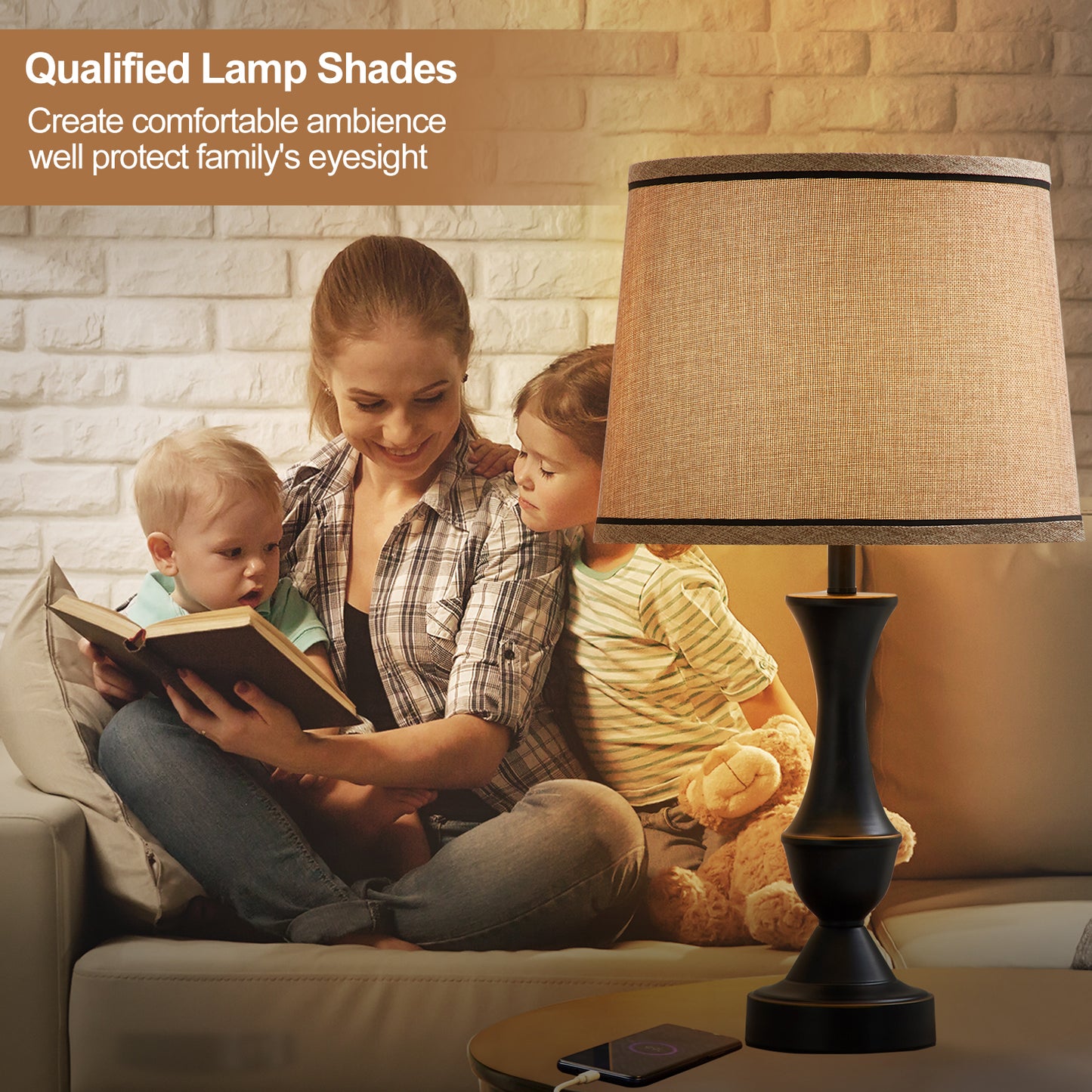 NATYSWAN Drum Lampshades Set of 2, Fabric Lampshades for Table Lamps Floor Lamps, 13" Top x 11" Bottom x 10" High, Lamp Shade Harp Holder Included