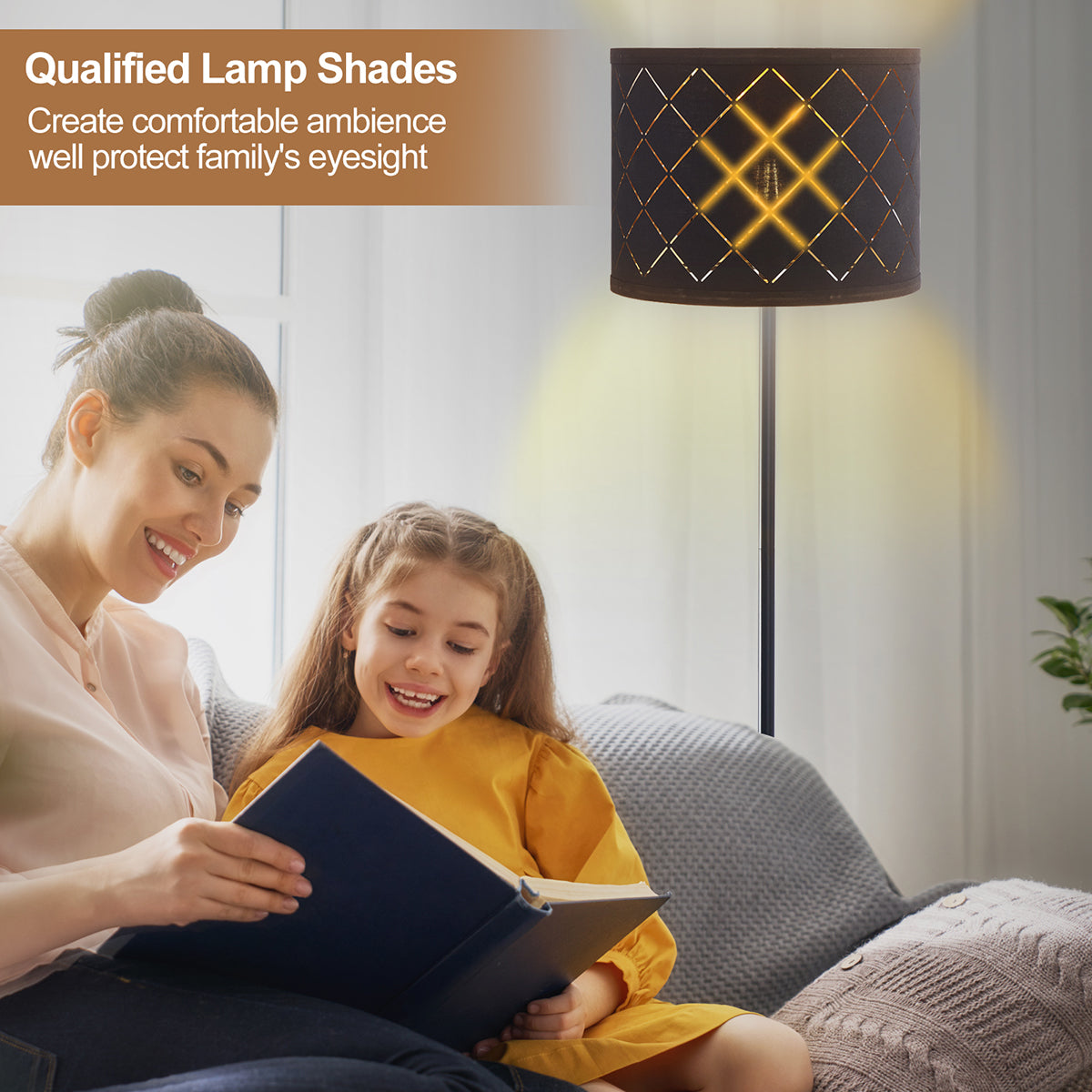 NATYSWAN Drum Lampshades Set of 2, Fabric Lampshades for Table Lamps Floor Lamps, 13" Top x 11" Bottom x 10" High, Lamp Shade Harp Holder Included