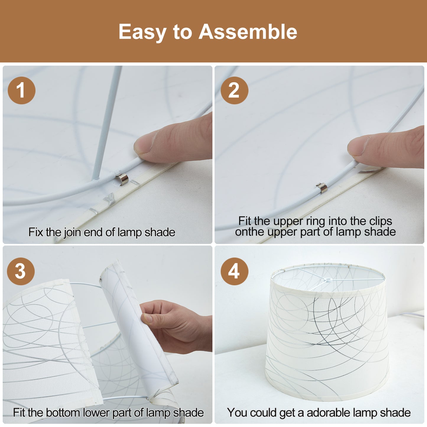 NATYSWAN Drum Lampshades Set of 2, Fabric Lampshades for Table Lamps Floor Lamps, 13" Top x 11" Bottom x 10" High, Lamp Shade Harp Holder Included