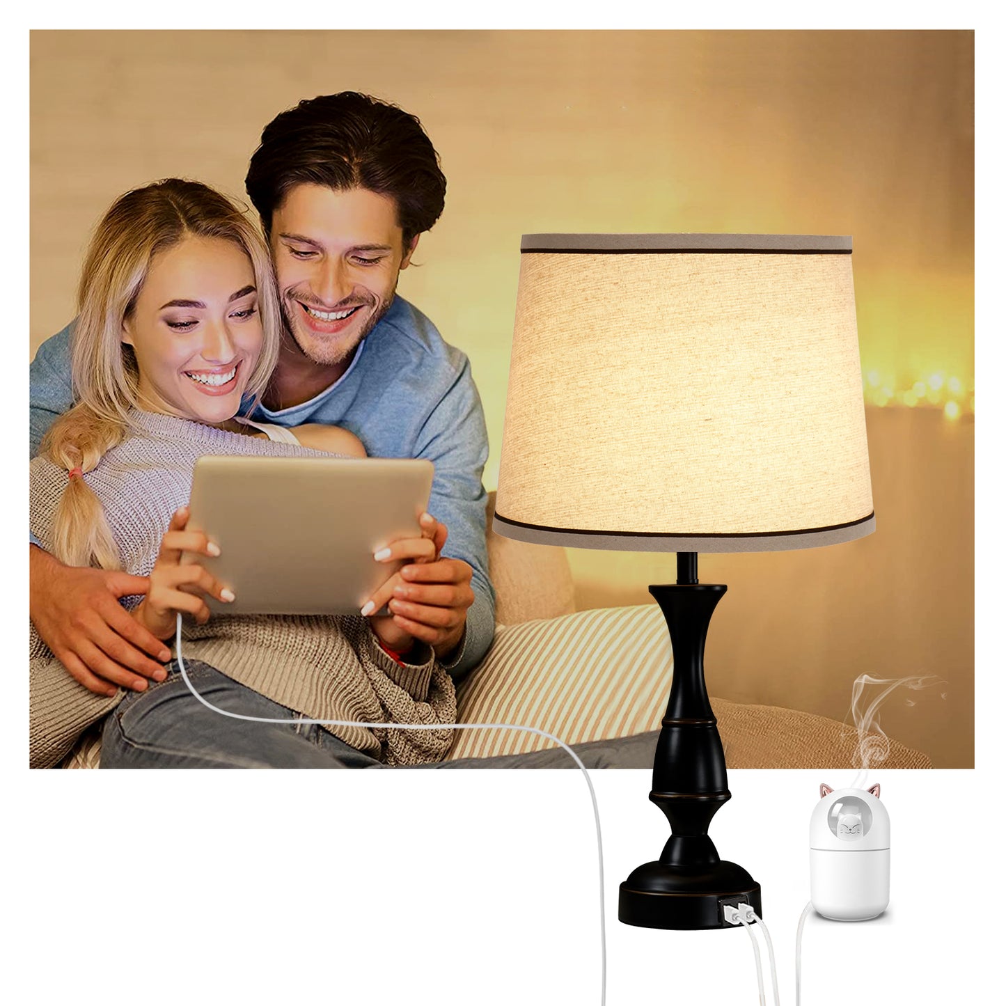 NATYSWAN Drum Lampshades Set of 2, Fabric Lampshades for Table Lamps Floor Lamps, 13" Top x 11" Bottom x 10" High, Lamp Shade Harp Holder Included