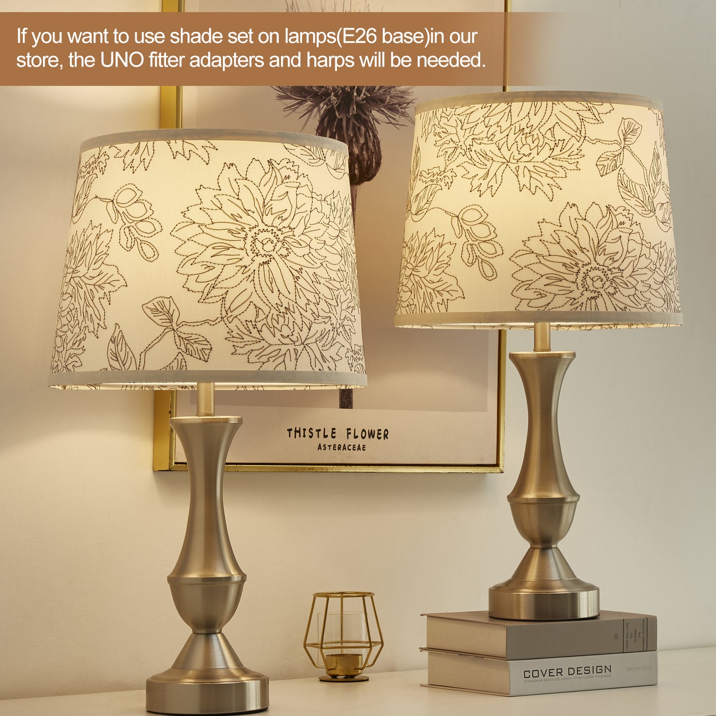 NATYSWAN Drum Lampshades Set of 2, Fabric Lampshades for Table Lamps Floor Lamps, 13" Top x 11" Bottom x 10" High, Lamp Shade Harp Holder Included