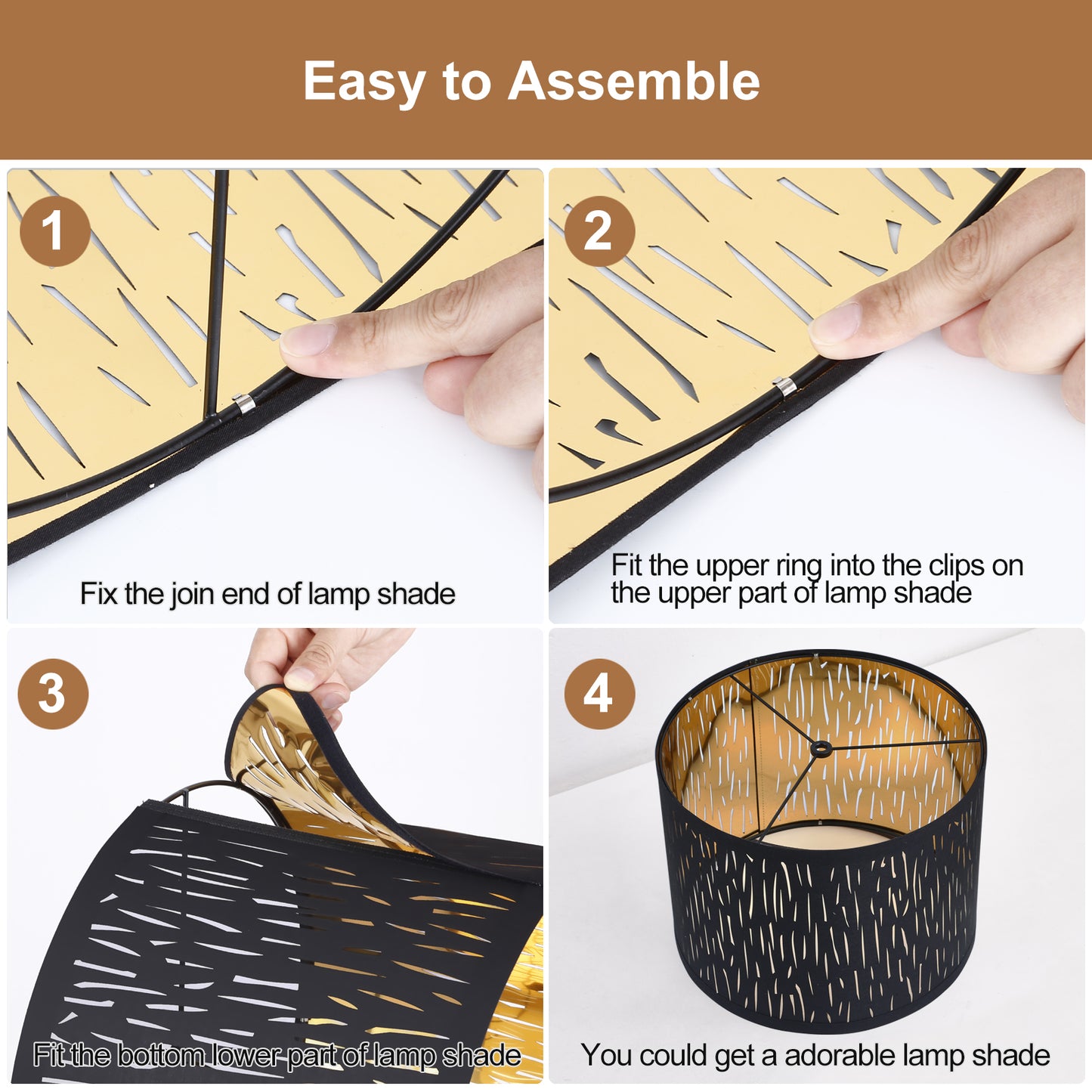 NATYSWAN Drum Lampshades Set of 2, Fabric Lampshades for Table Lamps Floor Lamps, 13" Top x 11" Bottom x 10" High, Lamp Shade Harp Holder Included