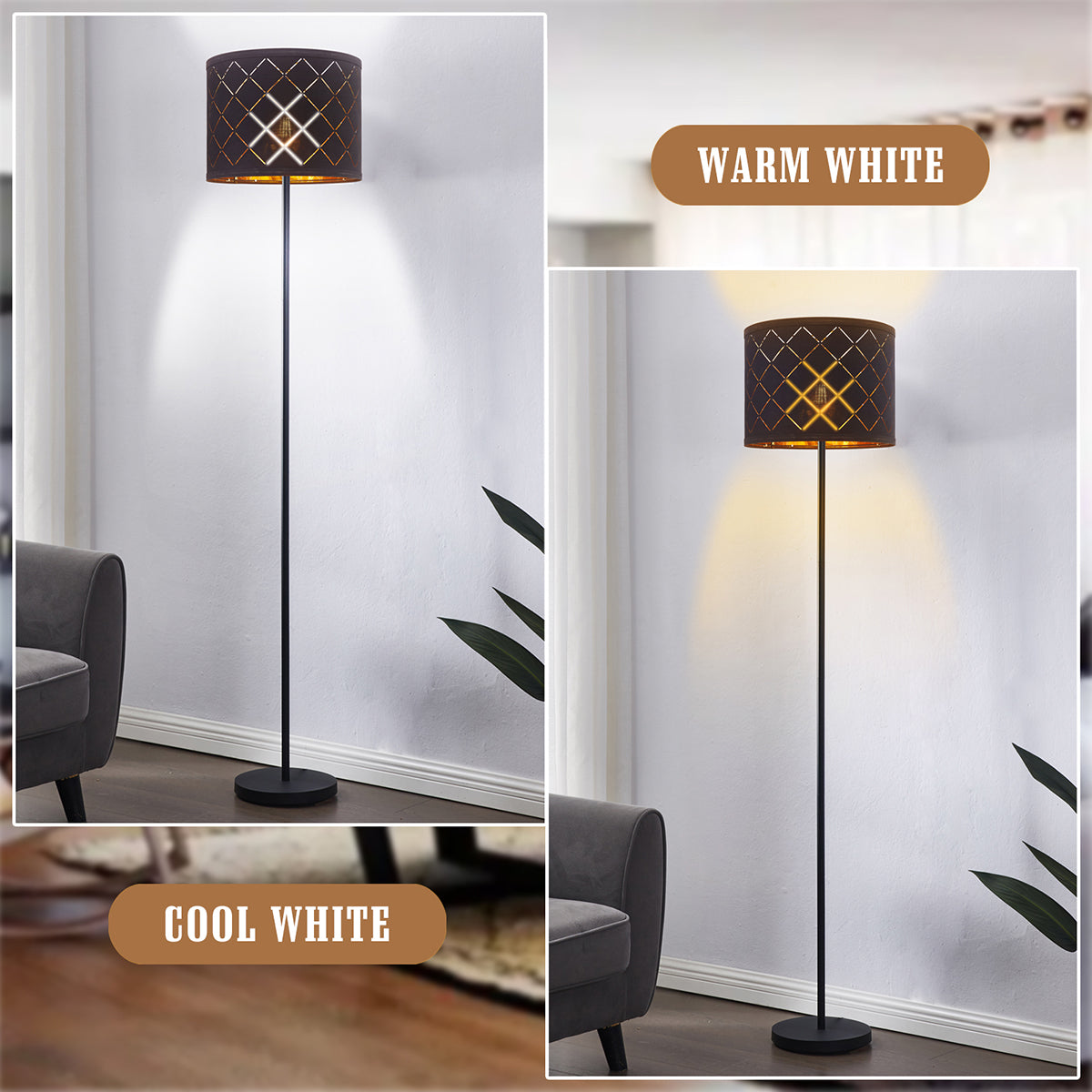 NATYSWAN Drum Lampshades Set of 2, Fabric Lampshades for Table Lamps Floor Lamps, 13" Top x 11" Bottom x 10" High, Lamp Shade Harp Holder Included