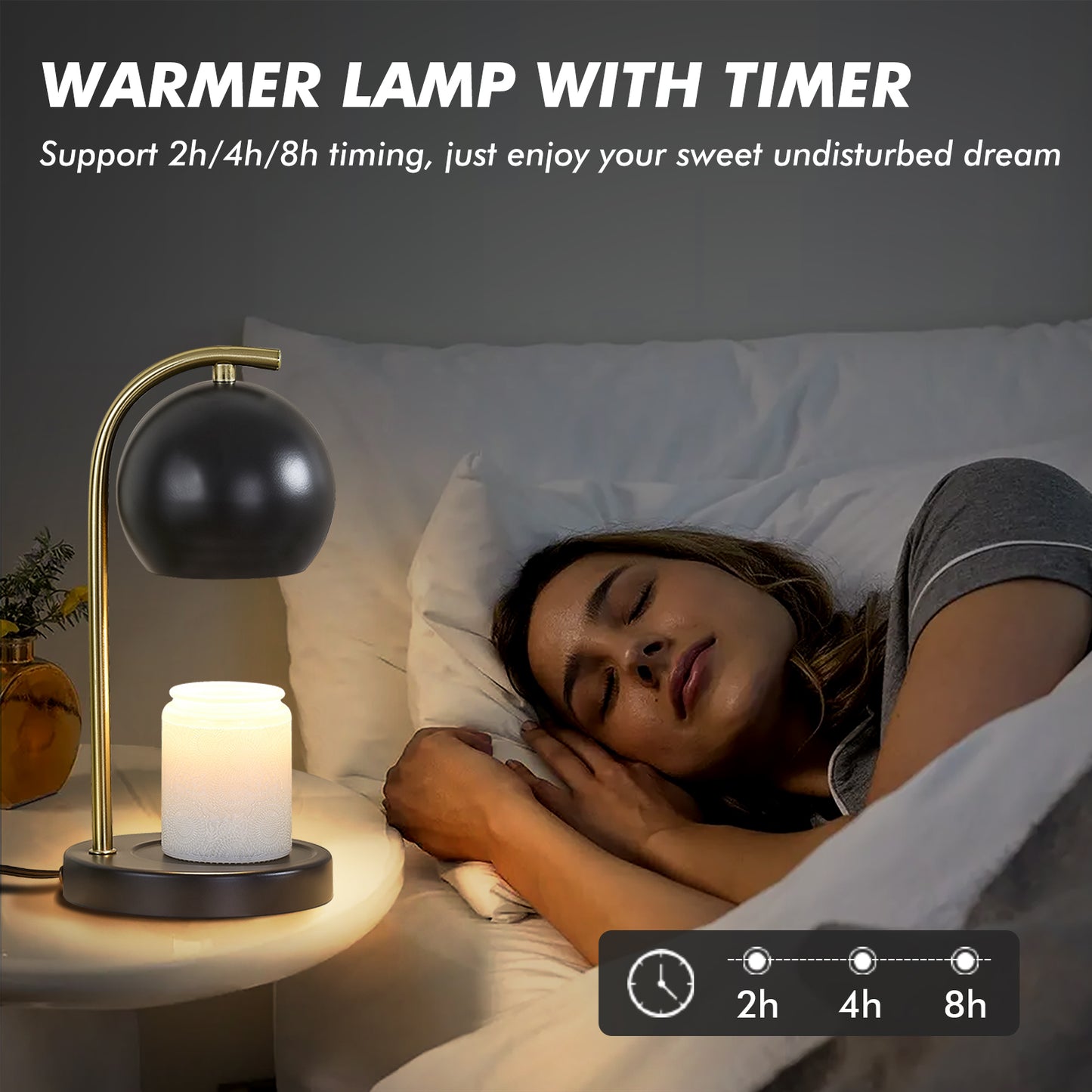 NATYSWAN Amber Glass Electric Candle Warmer with Timer & Dimmer Wax Melts Warmer for Candle Jars, Ideal Gift, Bedroom Home Decor, No Flame Scented Candle Warmer with 2 Bulbs