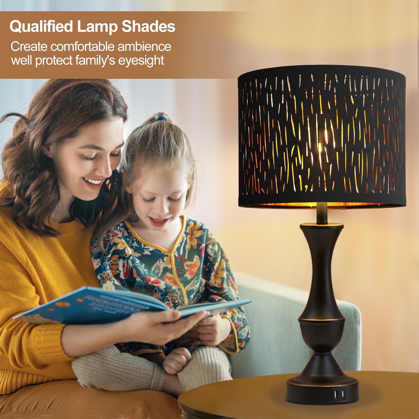 NATYSWAN Drum Lampshades Set of 2, Fabric Lampshades for Table Lamps Floor Lamps, 13" Top x 11" Bottom x 10" High, Lamp Shade Harp Holder Included