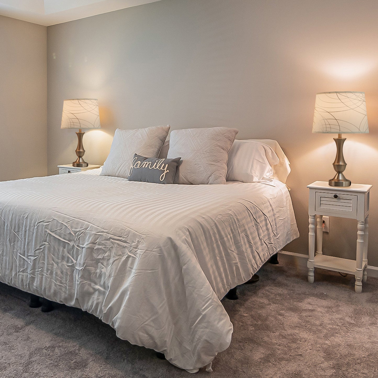 NATYSWAN Drum Lampshades Set of 2, Fabric Lampshades for Table Lamps Floor Lamps, 13" Top x 11" Bottom x 10" High, Lamp Shade Harp Holder Included