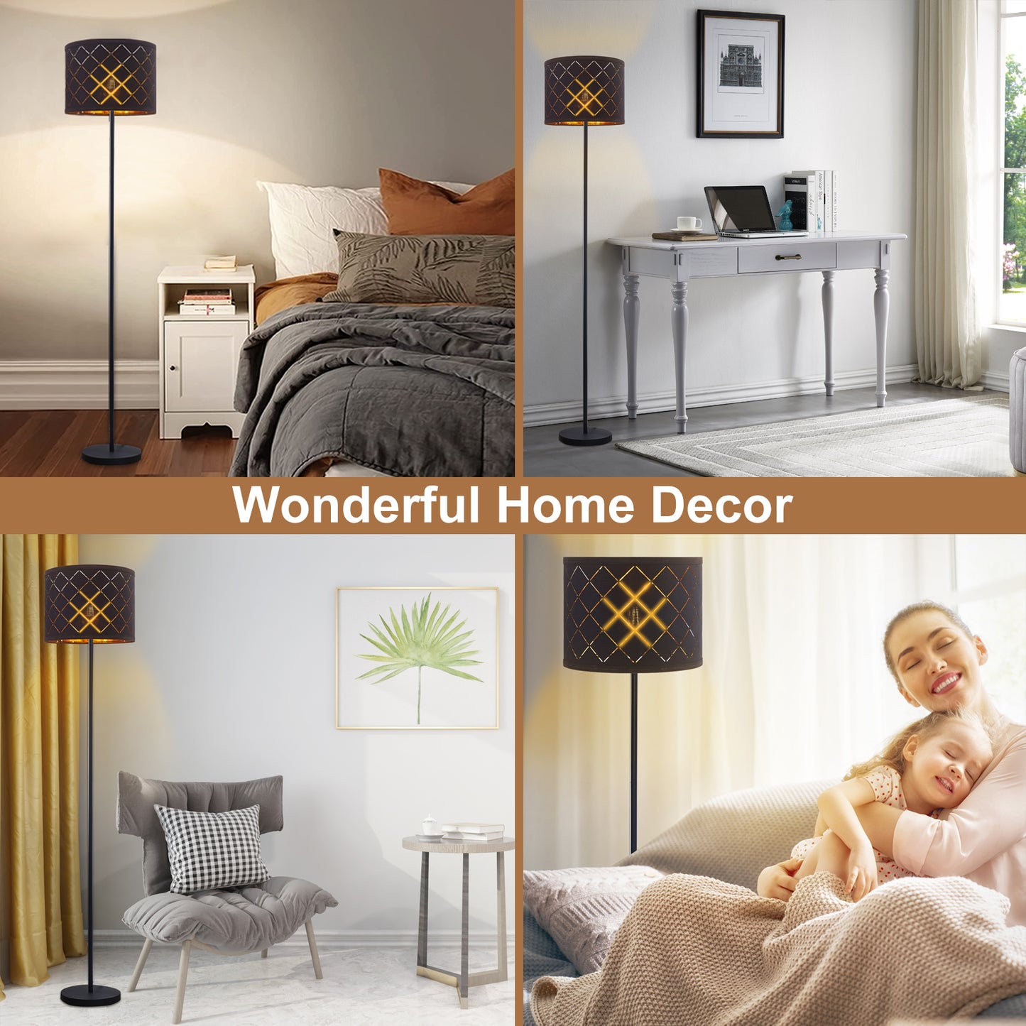 NATYSWAN Drum Lampshades Set of 2, Fabric Lampshades for Table Lamps Floor Lamps, 13" Top x 11" Bottom x 10" High, Lamp Shade Harp Holder Included