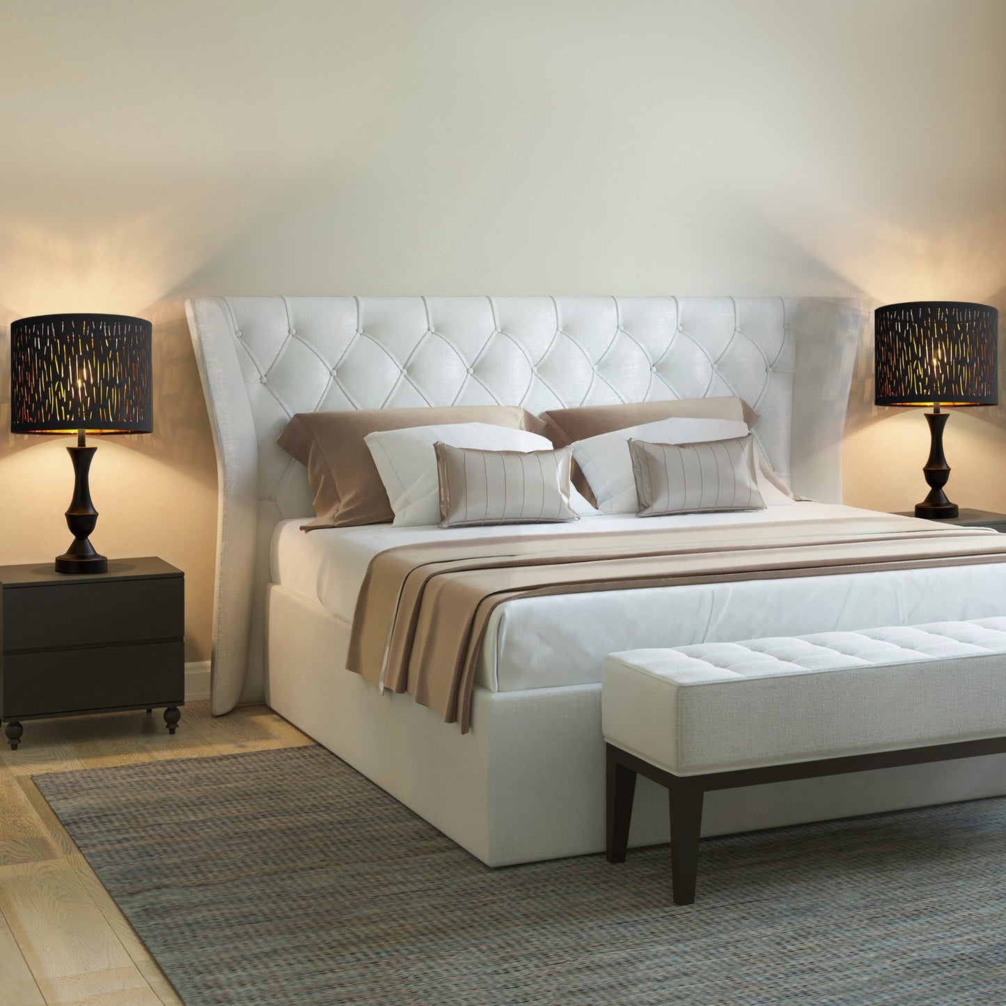 NATYSWAN Drum Lampshades Set of 2, Fabric Lampshades for Table Lamps Floor Lamps, 13" Top x 11" Bottom x 10" High, Lamp Shade Harp Holder Included