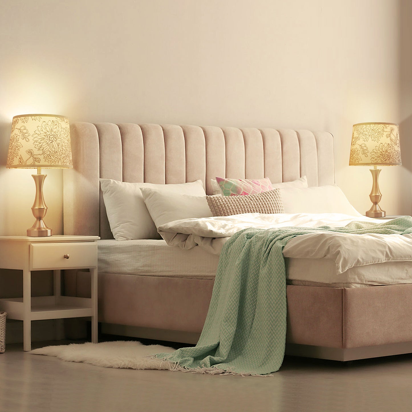 NATYSWAN Drum Lampshades Set of 2, Fabric Lampshades for Table Lamps Floor Lamps, 13" Top x 11" Bottom x 10" High, Lamp Shade Harp Holder Included