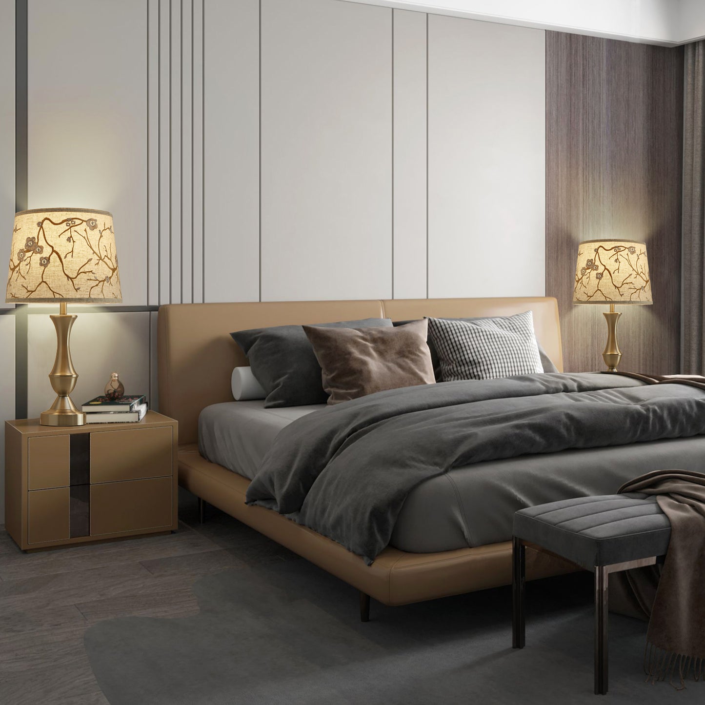 NATYSWAN Drum Lampshades Set of 2, Fabric Lampshades for Table Lamps Floor Lamps, 13" Top x 11" Bottom x 10" High, Lamp Shade Harp Holder Included