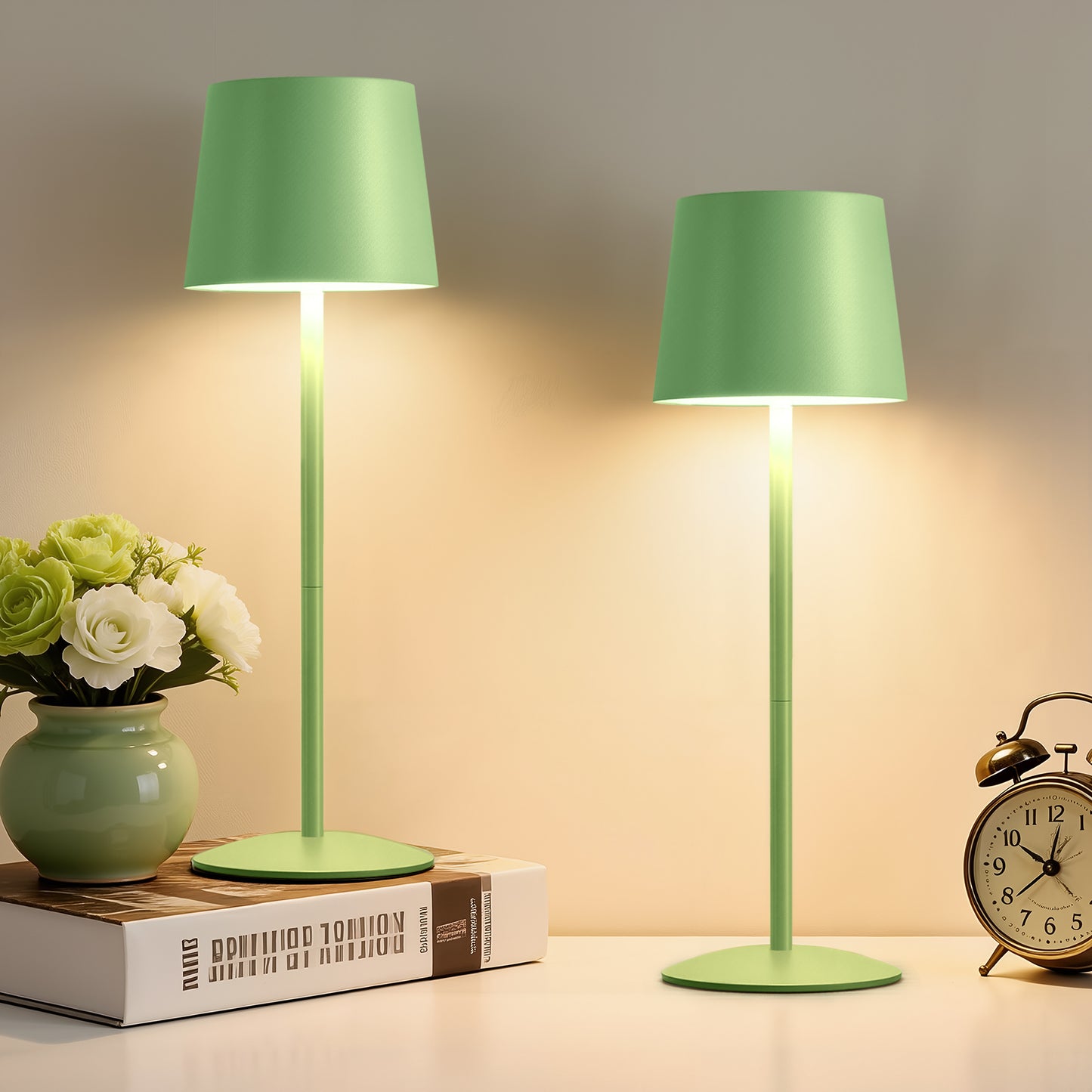 NATYSWAN Modern  LED Desk Lamps 2-Pack, Adjustable Height, Touch Dimmable, Rechargeable 4000mAh Battery, USB-C Charging, Metal Accent Light for Bedroom, Nursery, Home Office, Party Decor