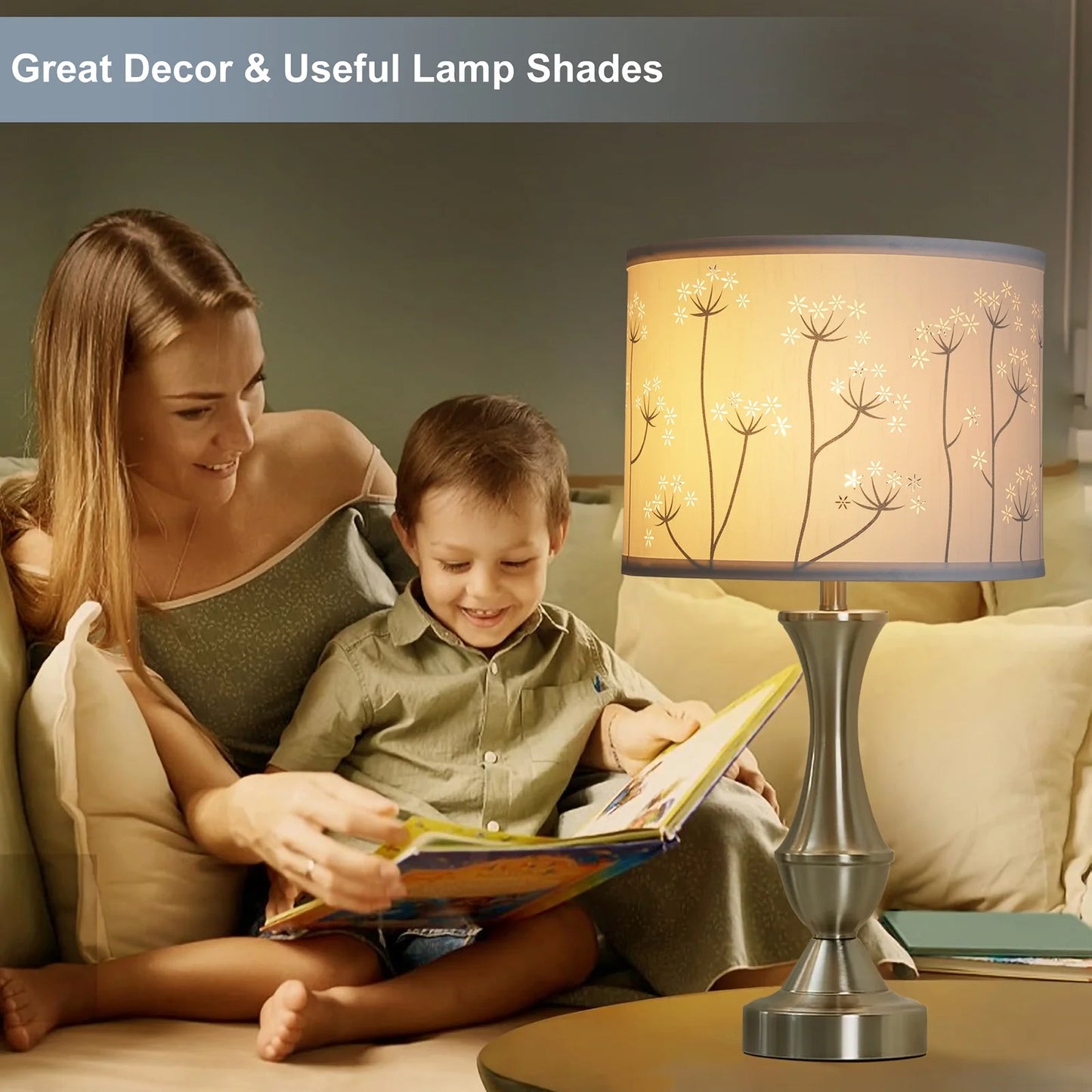 NATYSWAN White Lamp Shade, Large Drum Lampshade , Replacement Lamp Shade Natural Linen Hand Crafted for Table Lamps Floor Lamps, Easy Assembly Required