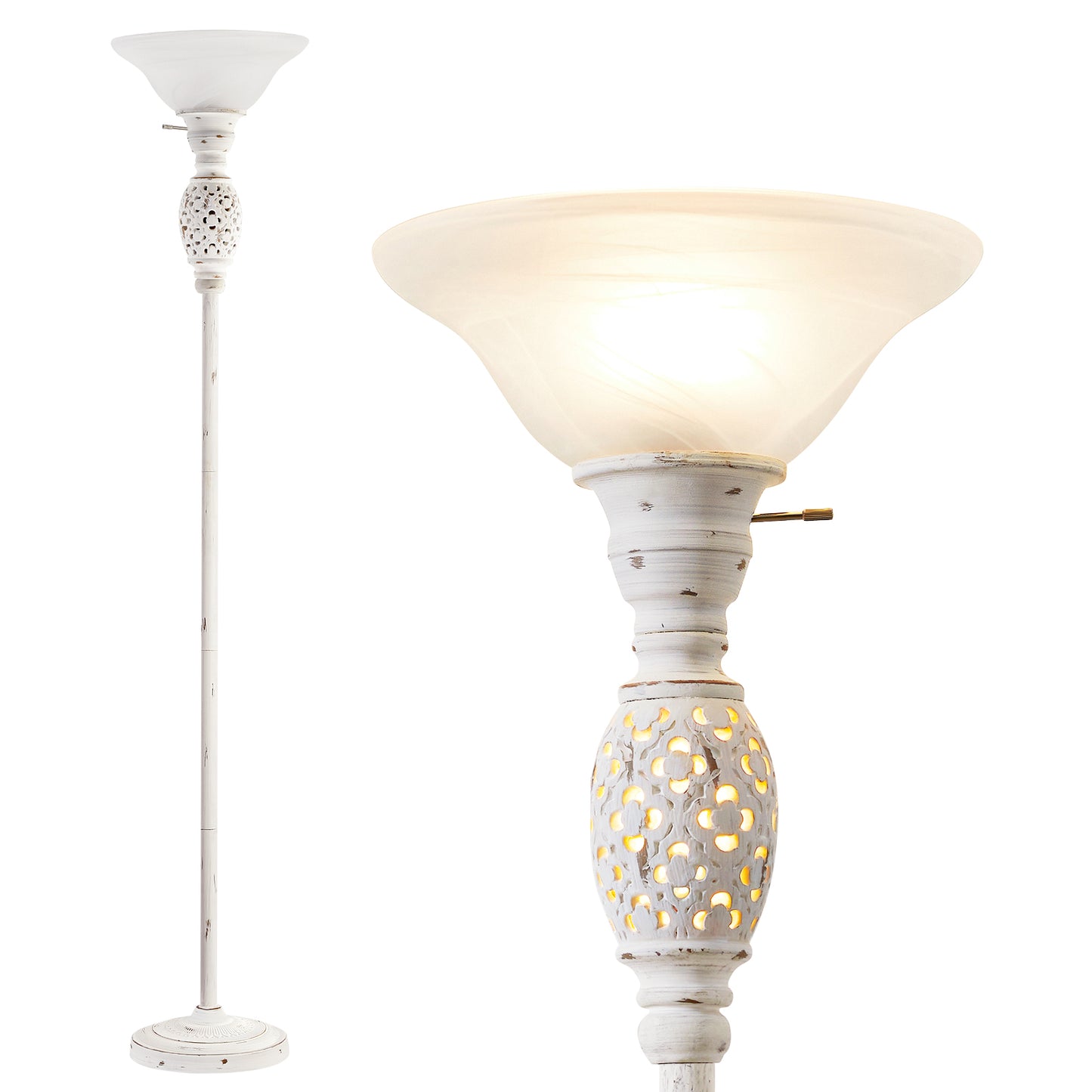 NATYSWAN Floor Lamp Purple, 64" Tall Standing Lamps with Double-Layer Lampshade, Elegant Floor Lamp with On/Off Foot Switch, Standing Lamps for Living Room, Bedroom, Dresser, Office, Bulb Included