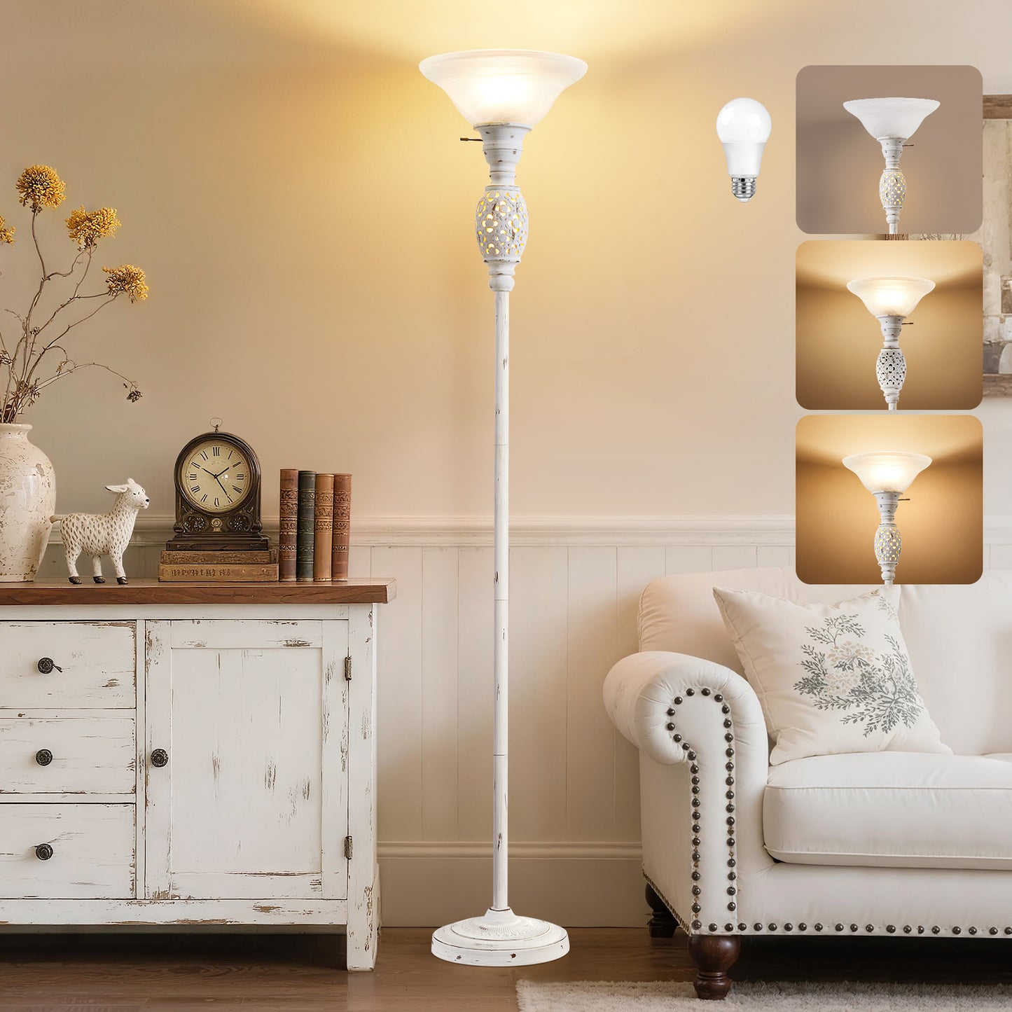 NATYSWAN Floor Lamp Purple, 64" Tall Standing Lamps with Double-Layer Lampshade, Elegant Floor Lamp with On/Off Foot Switch, Standing Lamps for Living Room, Bedroom, Dresser, Office, Bulb Included