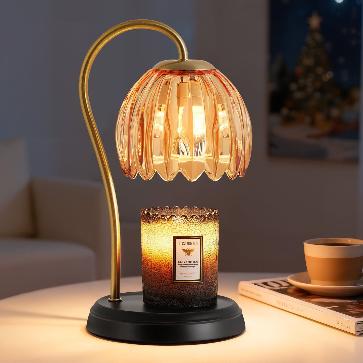 NATYSWAN Candle Warmer Lamp with Timer, Dimmable Lamp for Jar Candles, Ideal Gift for House Warming, Elegant Home Decoration, Pink Candle Warming Lamp, 2 Bulbs Included