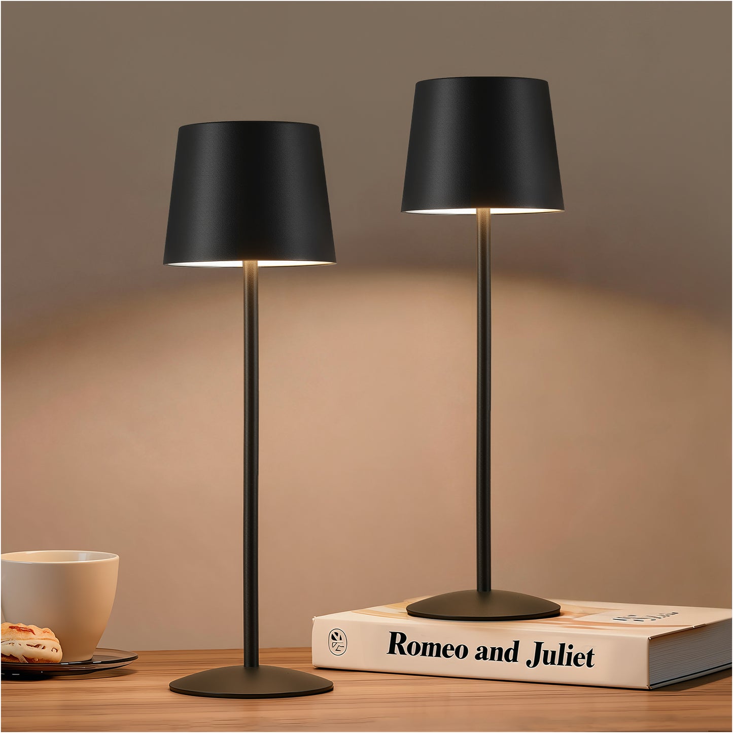 NATYSWAN Modern  LED Desk Lamps 2-Pack, Adjustable Height, Touch Dimmable, Rechargeable 4000mAh Battery, USB-C Charging, Metal Accent Light for Bedroom, Nursery, Home Office, Party Decor