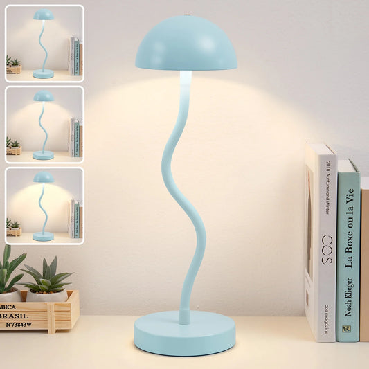 NATYSWAN LED Desk Lamp with USB Port,3 Way Dimmable Blue Reading Light,Flexible Gooseneck Cordless Lamp for College Dorm Bedside Office