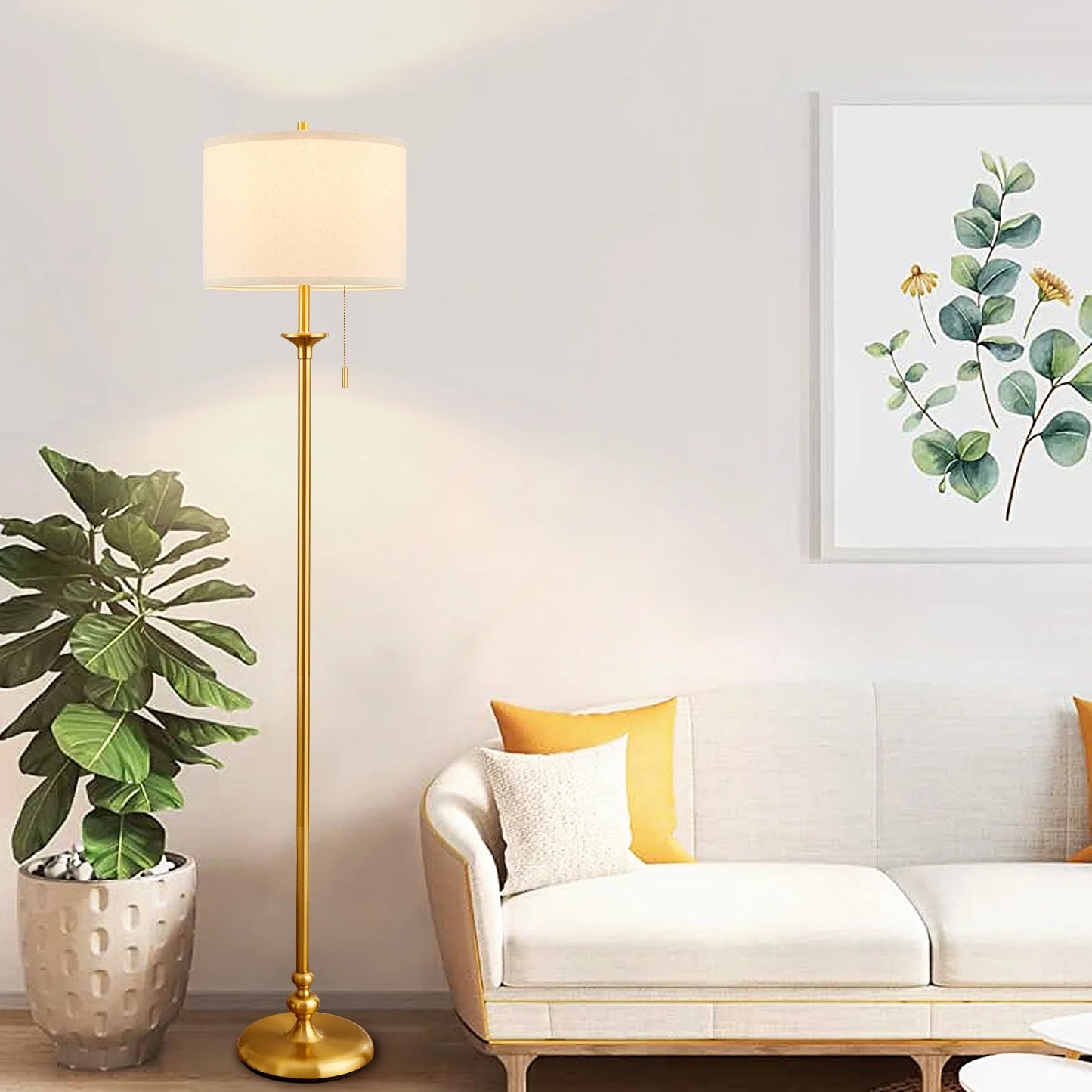 NATYSWAN Floor Lamps for Living Room Bedroom,Black Standing Lamp with Beige Lampshade,Modern Reading Lamps Corner Lamp for Office/Den/Kid Room