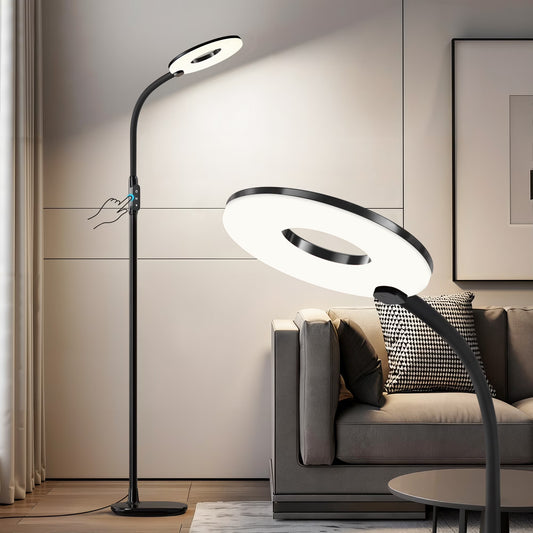NATYSWAN LED Floor Lamp ,Modern Black Tall Standing Lamp for Living Room, Bedroom,70in Dimmable Floor Reading Light with 3 Color Temperatures&Gooseneck&Touch Control