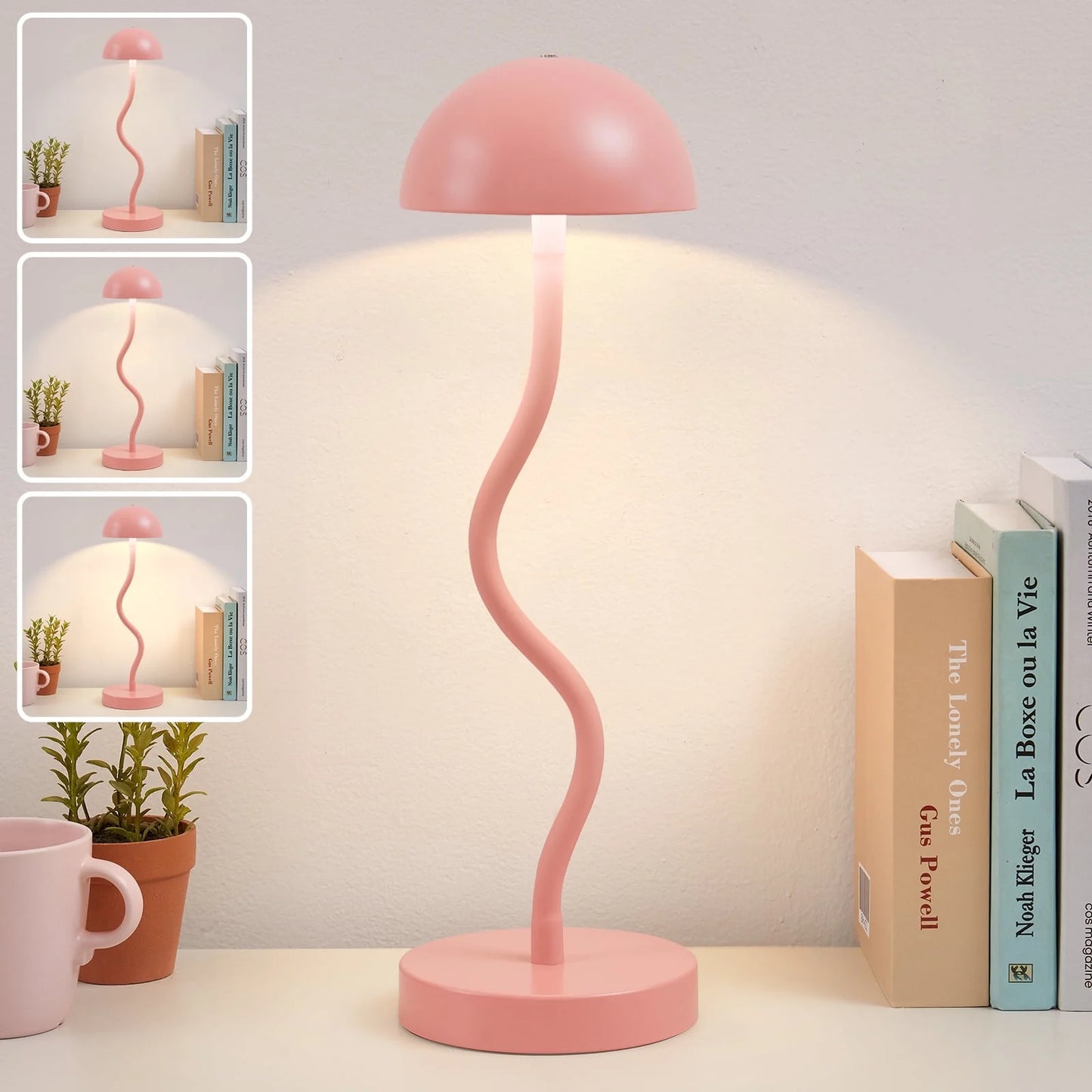 NATYSWAN LED Desk Lamp with USB Port,3 Way Dimmable Blue Reading Light,Flexible Gooseneck Cordless Lamp for College Dorm Bedside Office