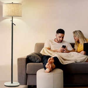 NATYSWAN Modern Floor Lamp for Living Room, Adjustable Height Standing Lamp with Marble Base Tall Lamp with Pull Chain Switch Floor Lamps for Living Room, Bedroom & Office Bulbs Not Included