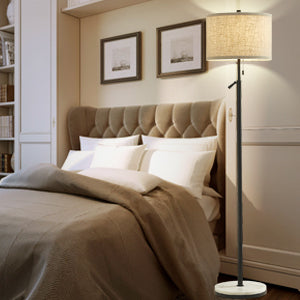 NATYSWAN Modern Floor Lamp for Living Room, Adjustable Height Standing Lamp with Marble Base Tall Lamp with Pull Chain Switch Floor Lamps for Living Room, Bedroom & Office Bulbs Not Included