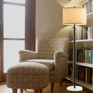 NATYSWAN Modern Floor Lamp for Living Room, Adjustable Height Standing Lamp with Marble Base Tall Lamp with Pull Chain Switch Floor Lamps for Living Room, Bedroom & Office Bulbs Not Included