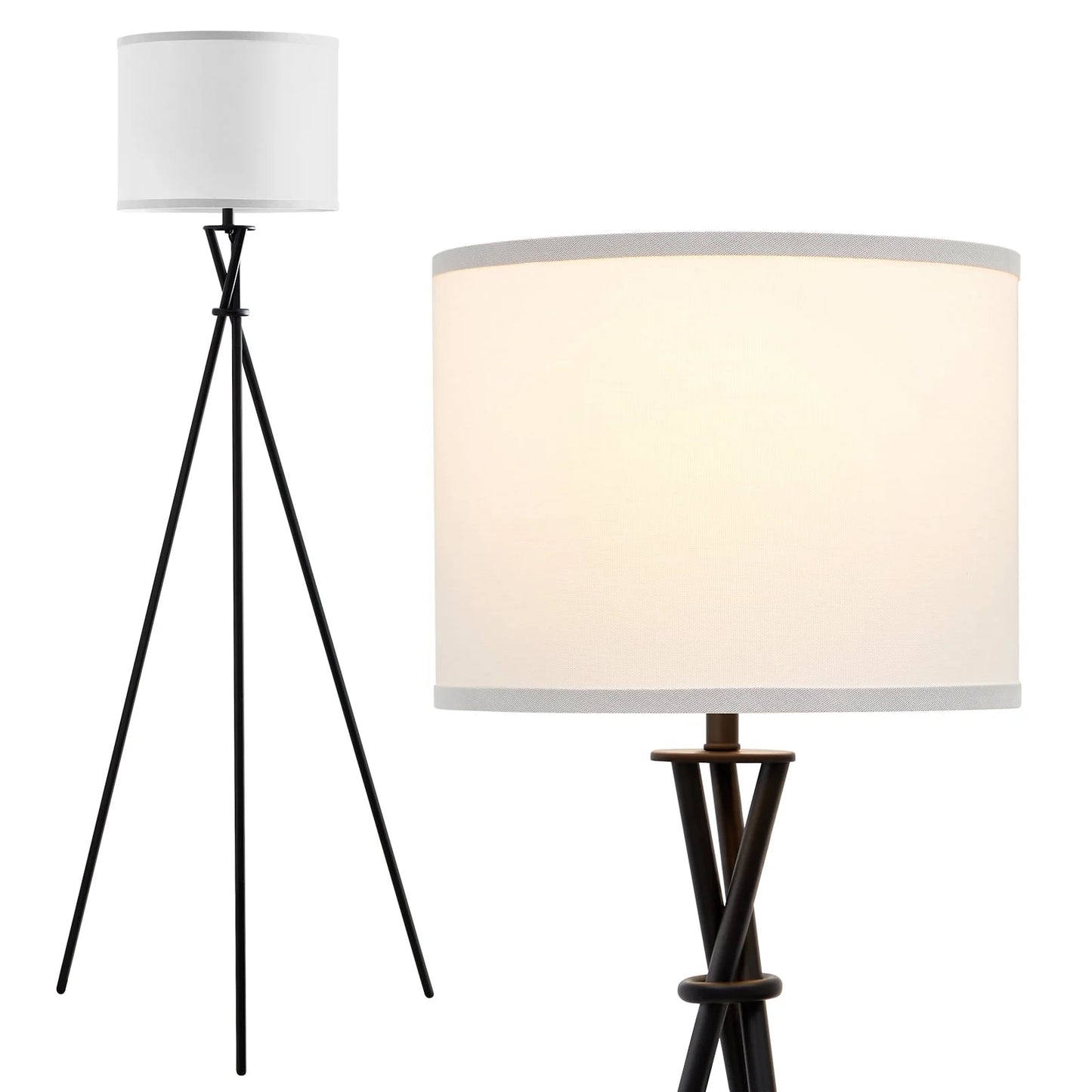 NATYSWAN Tripod Floor Lamp, 61” Modern Standing Lamp with Drum Shade,Minimalist Studying Light for Living Room, Bedroom, Study Room